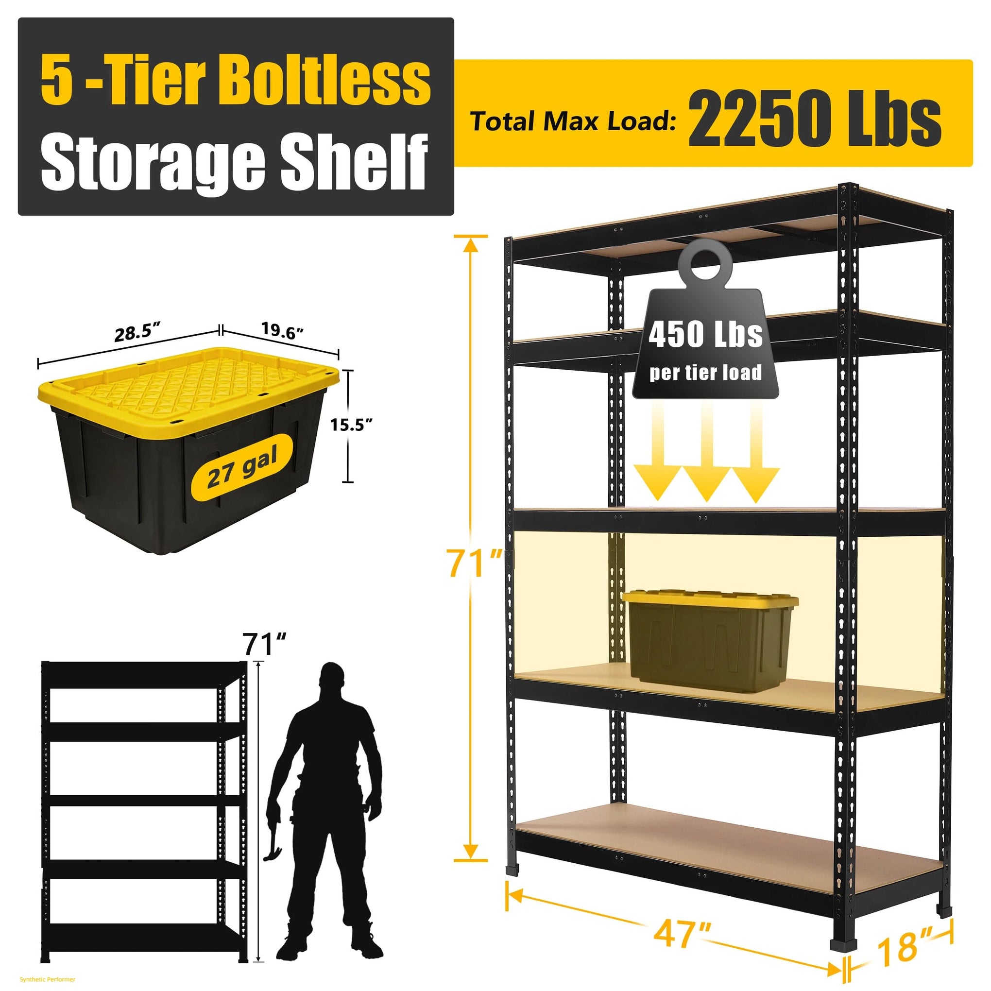 47"W x 18"D x 72"H Garage Storage Shelves (8 Count)