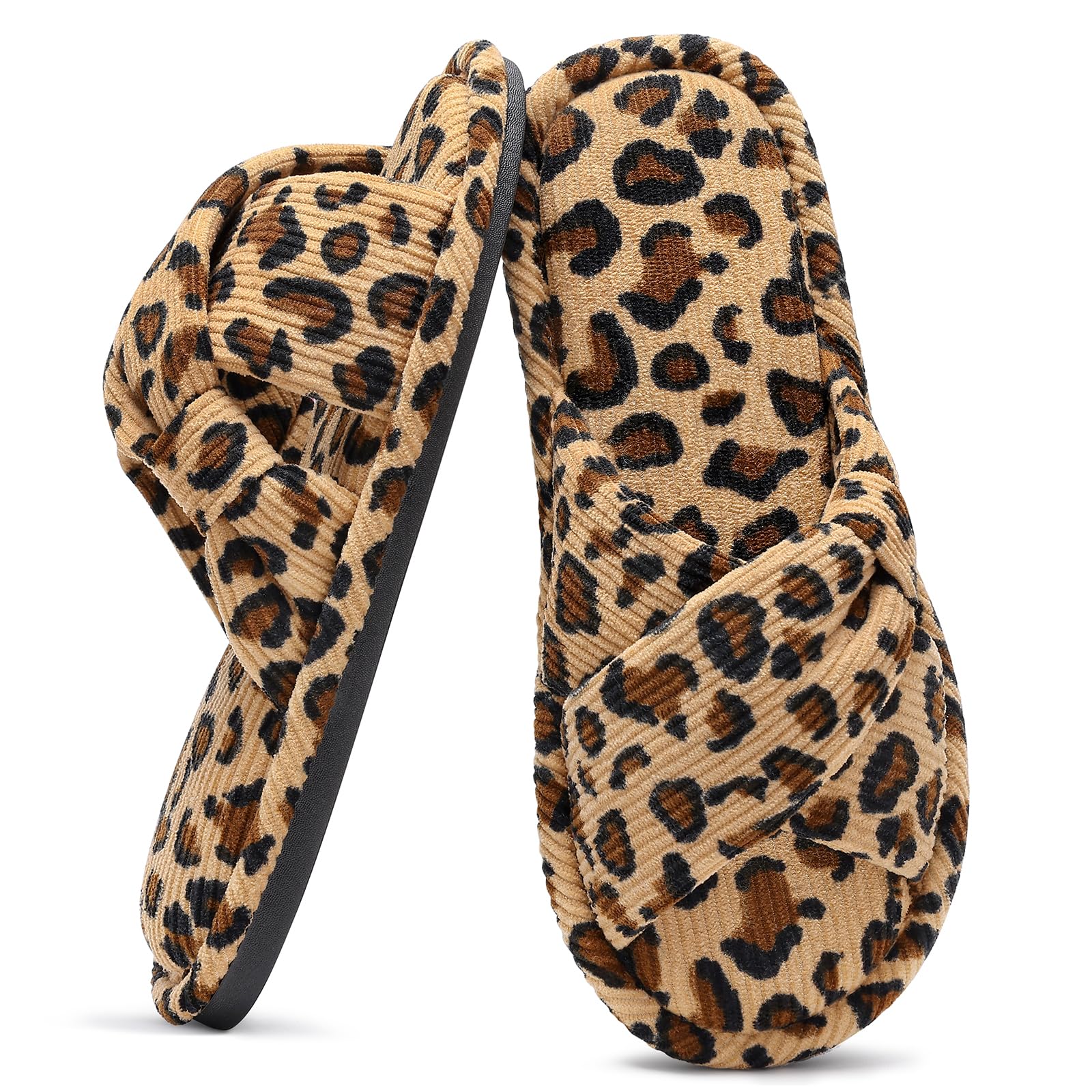 Summer House Slippers for Women Corduroy Open Toe Indoor Slippers