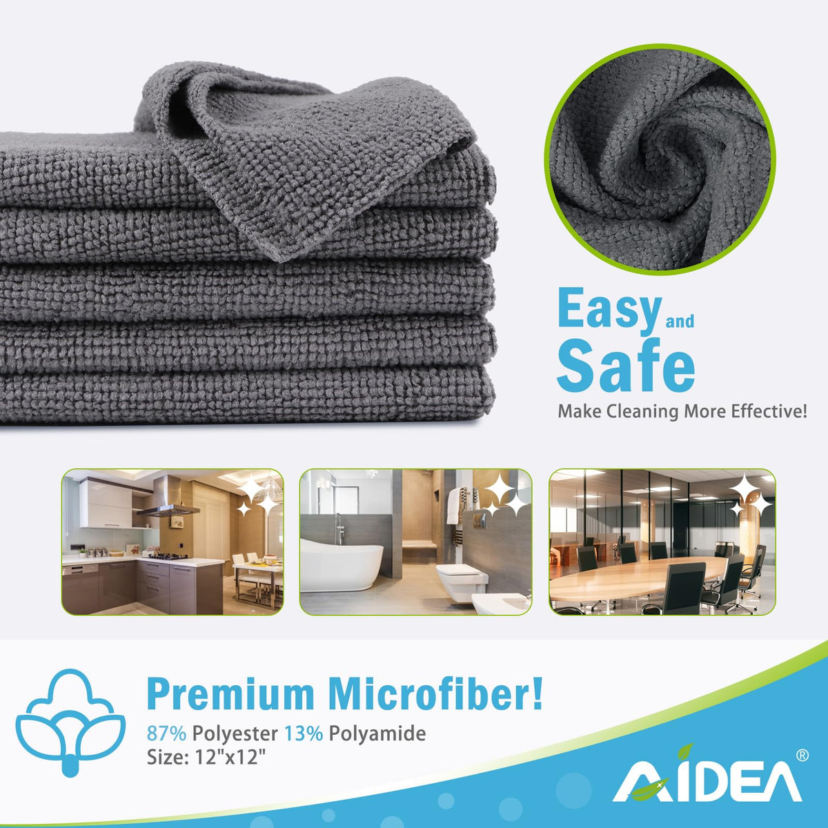 Microfiber Cleaning Cloth Grey (100 Count)