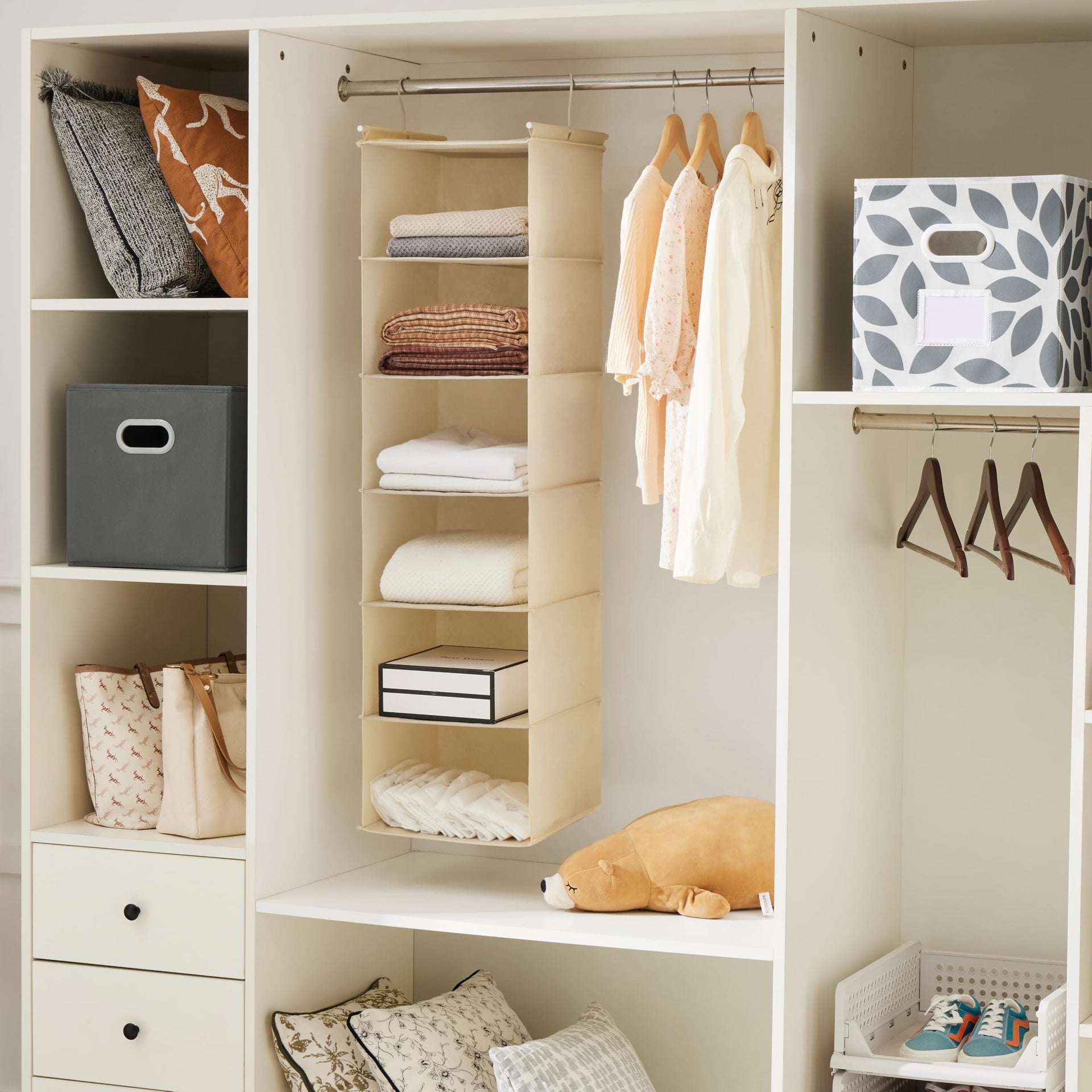 2 Pack 6 Tier Foldable Hanging Closet Organizer