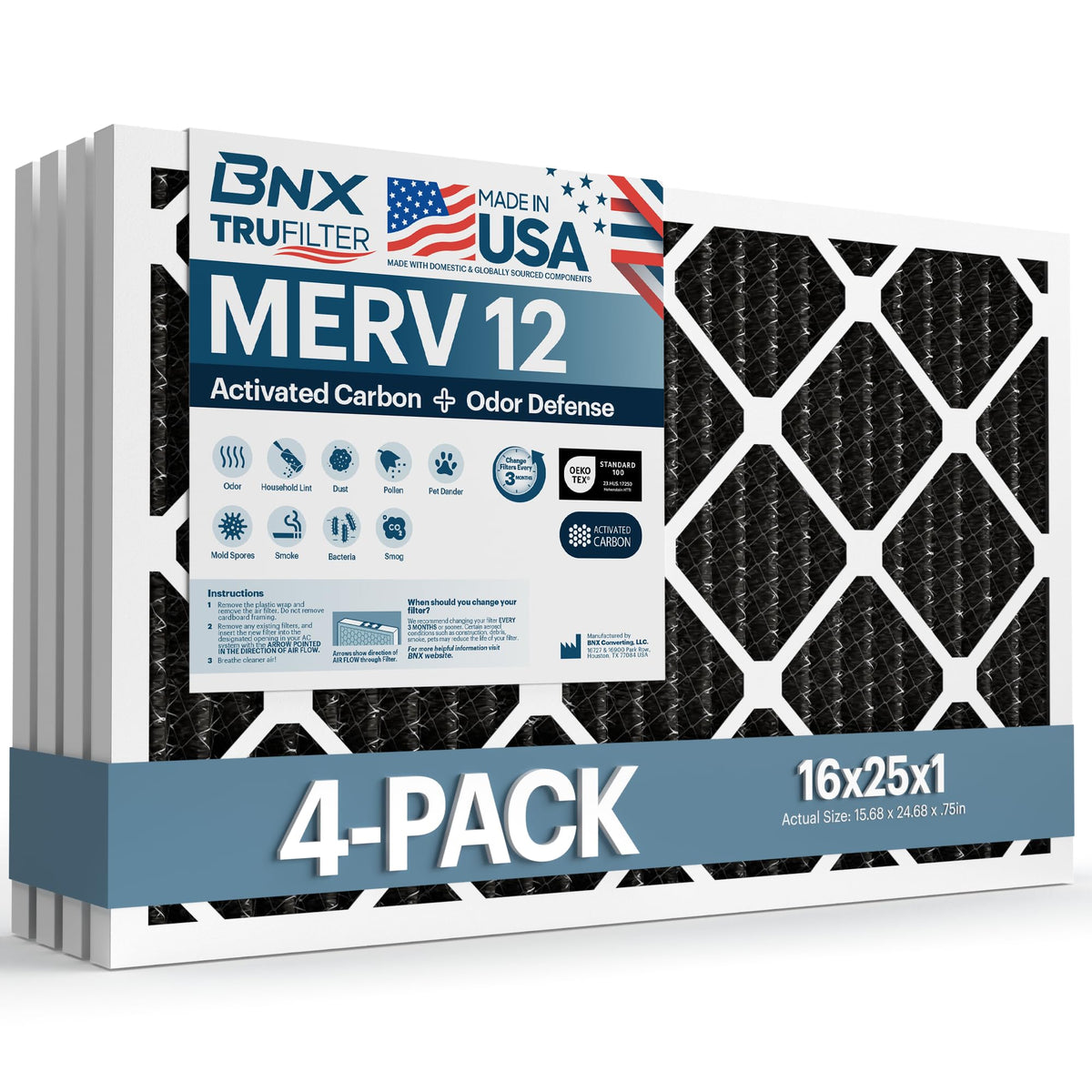 TruFilter 16x25x1 MERV 12 Odor Defense (4 Count)