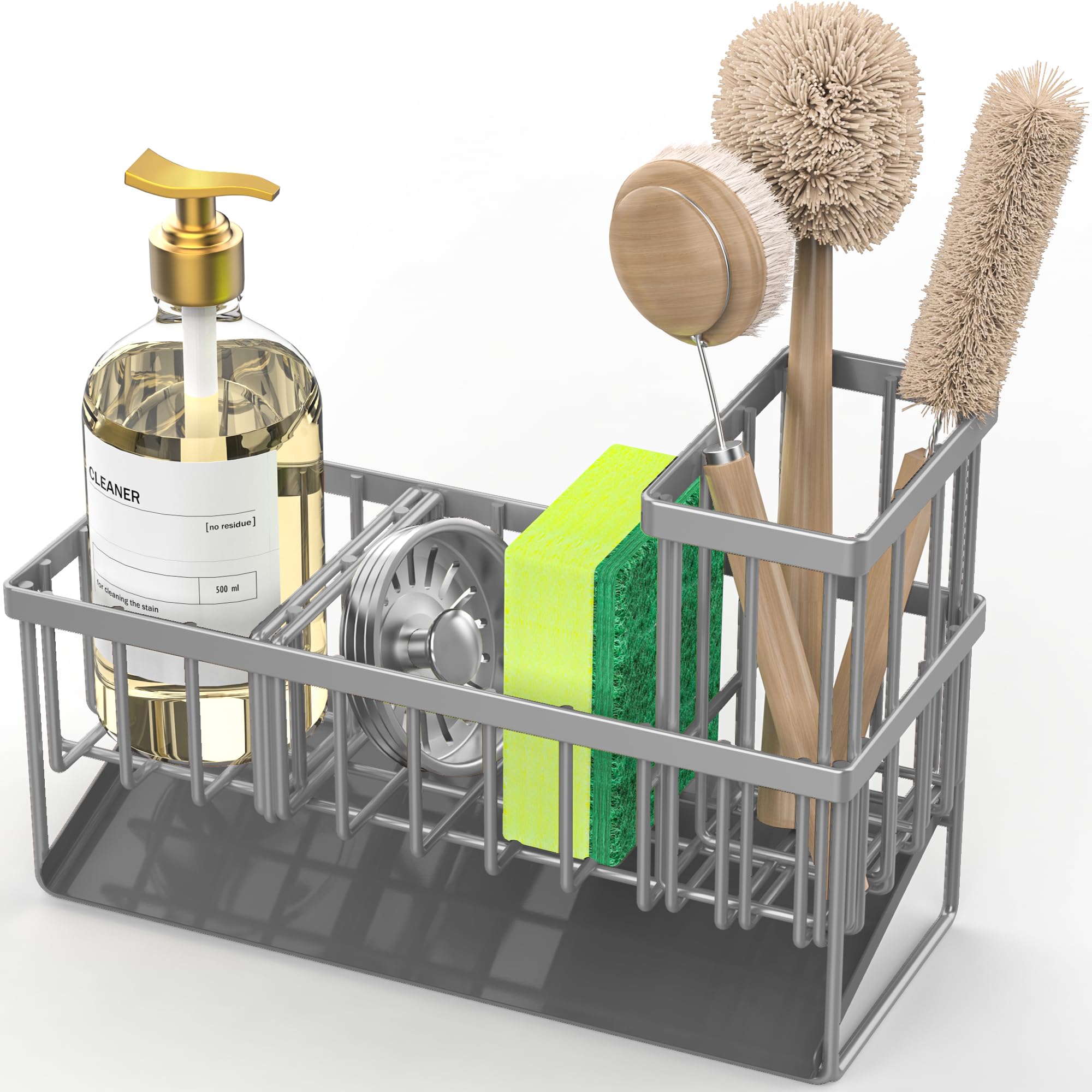 Sink Caddy Organzier with High Brush Holder