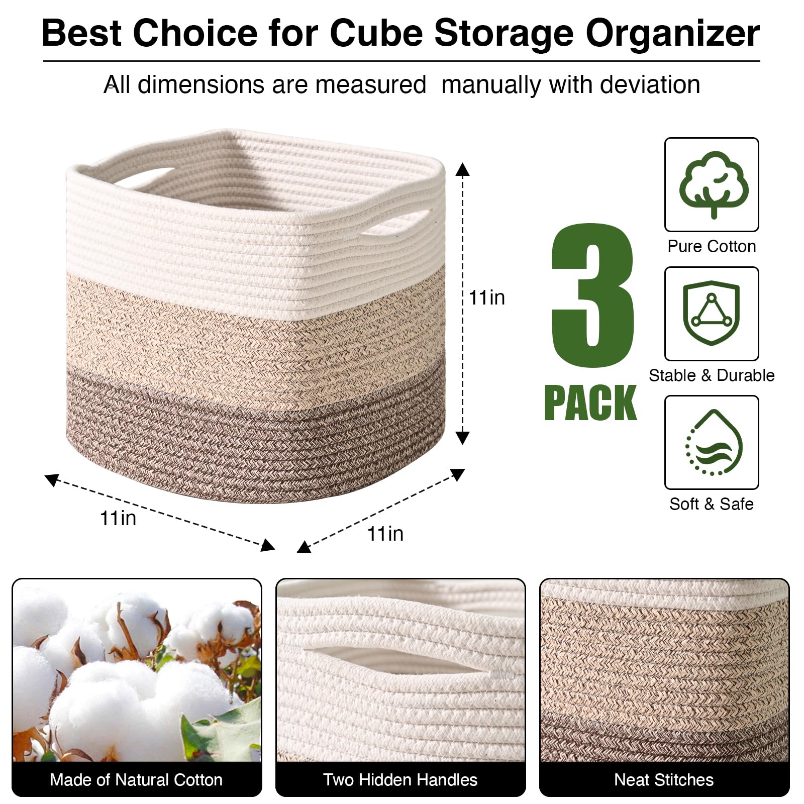 11 Inch Cube Storage Bins (3 Count)