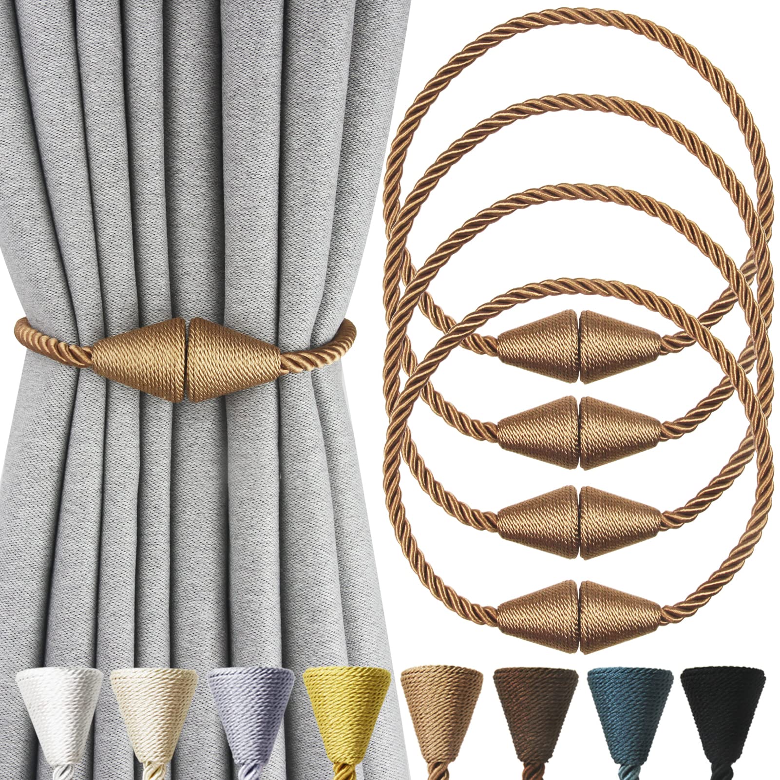 Magnetic Curtain Tiebacks Rope Decorative Holdbacks for Drapes Nieffeiy