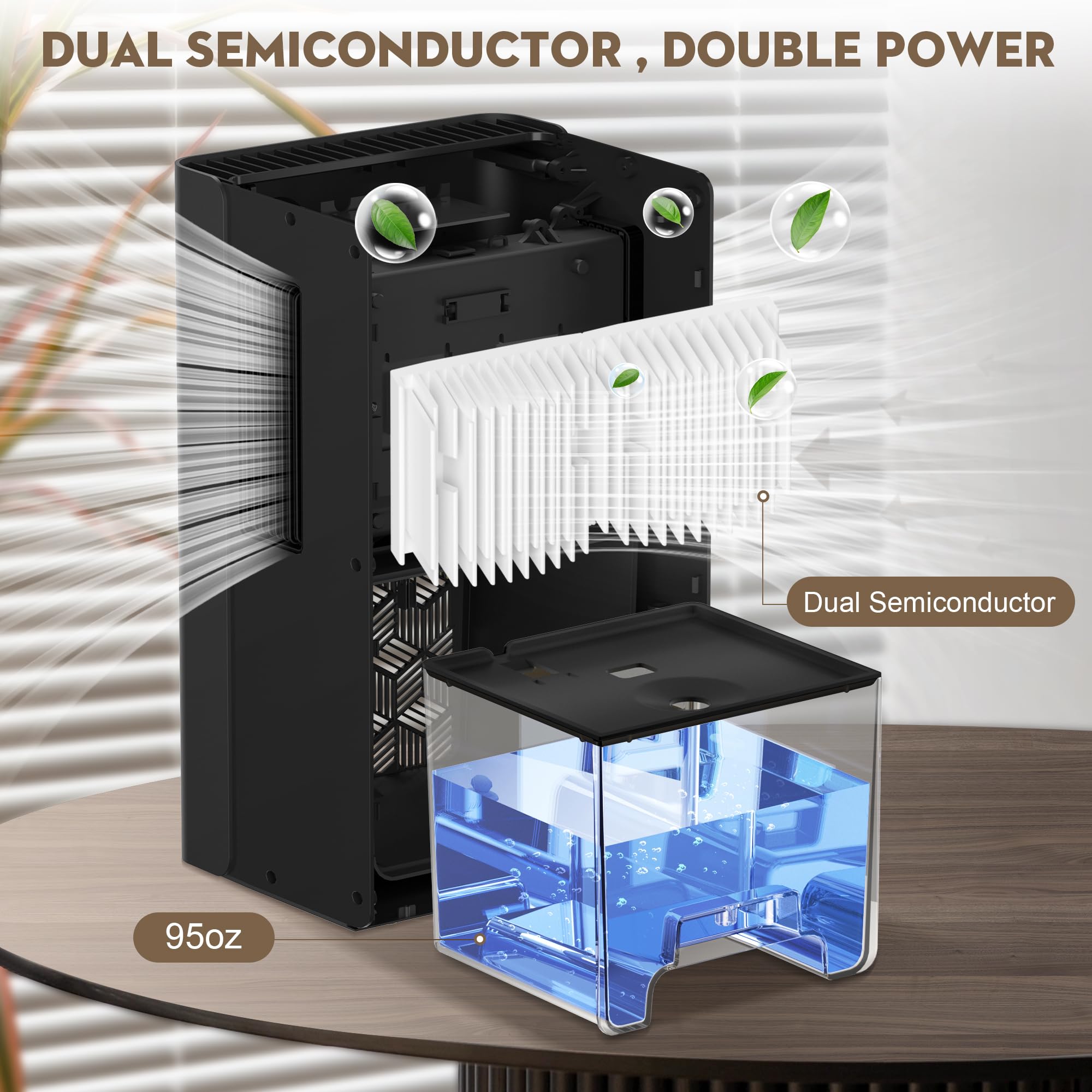Dehumidifier 1000 Sq Ft 95 oz Tank with Sleep Mode