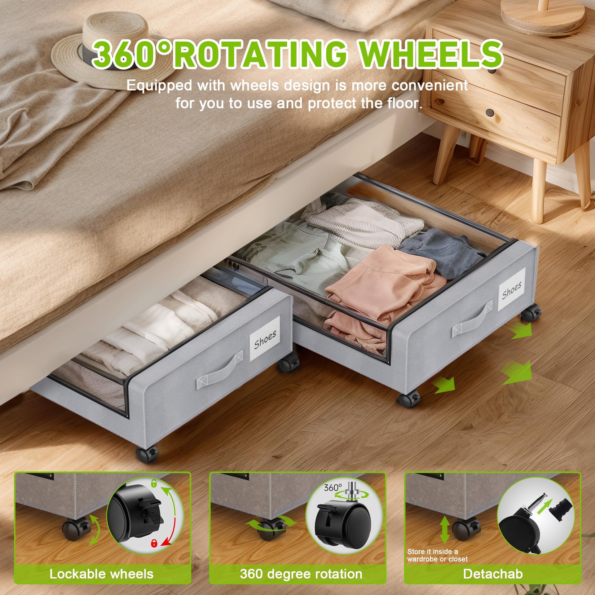 Under Bed Storage with Wheels (4 Count)