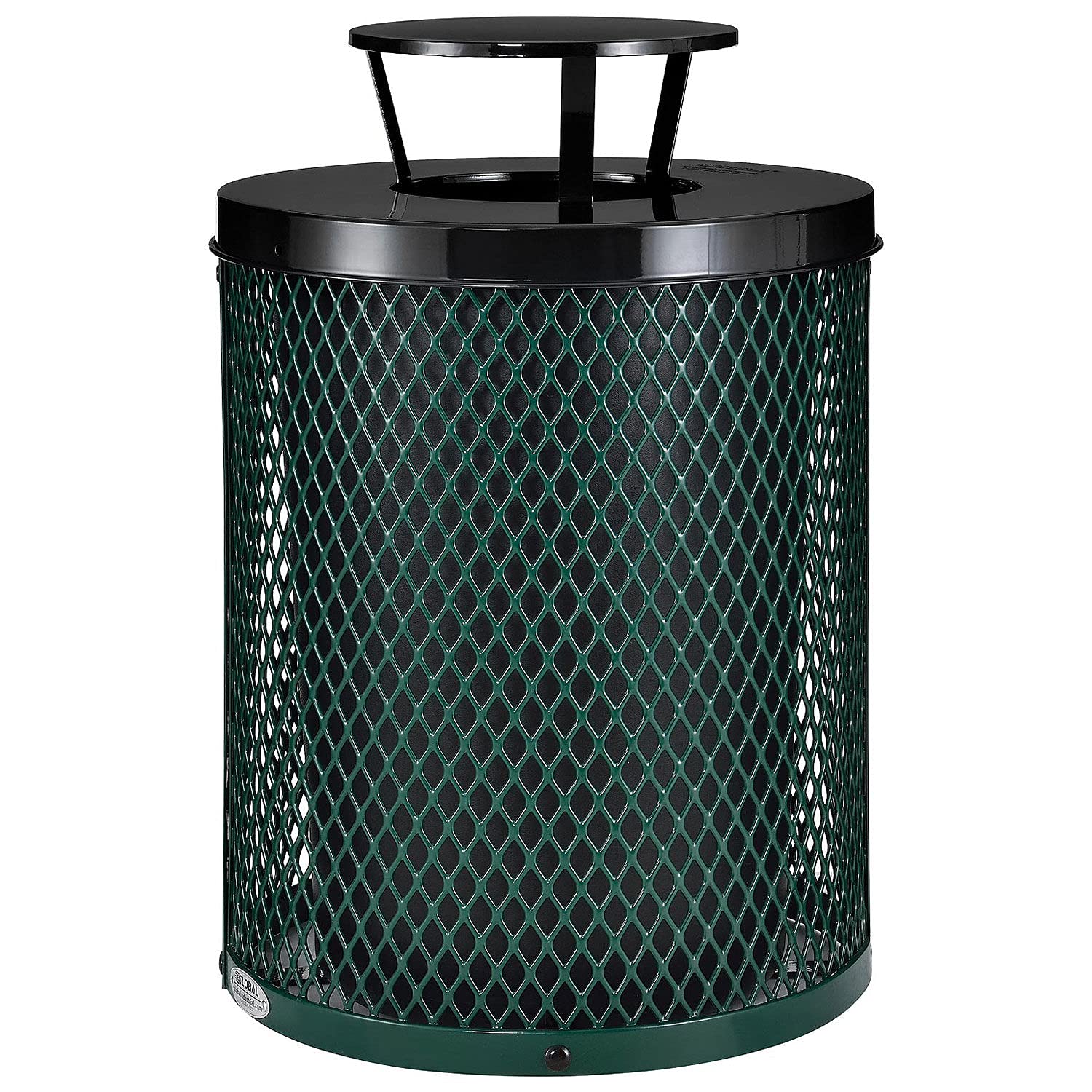 Outdoor Diamond Steel Trash Can with Rain Bonnet Lid