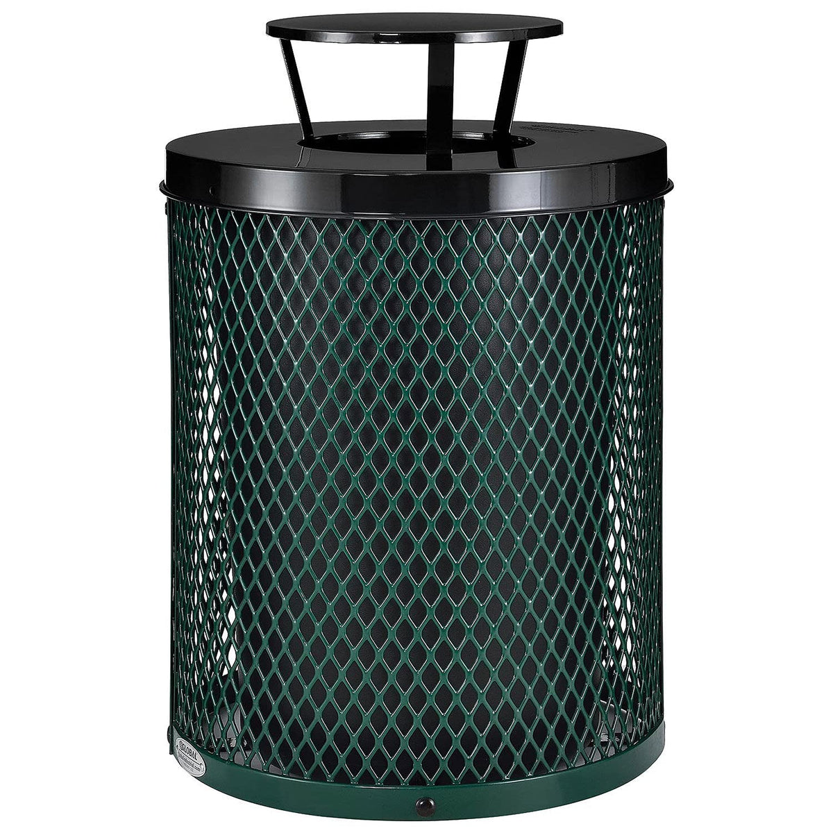 Outdoor Diamond Steel Trash Can with Rain Bonnet Lid