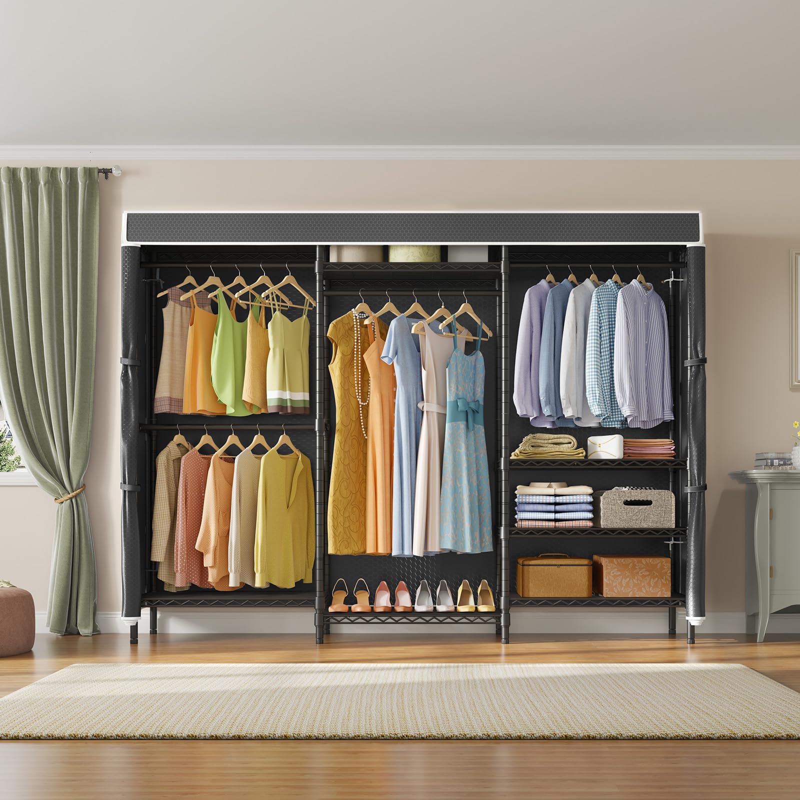 V5C Plus Covered Clothing Rack Portable Wardrobe Closet
