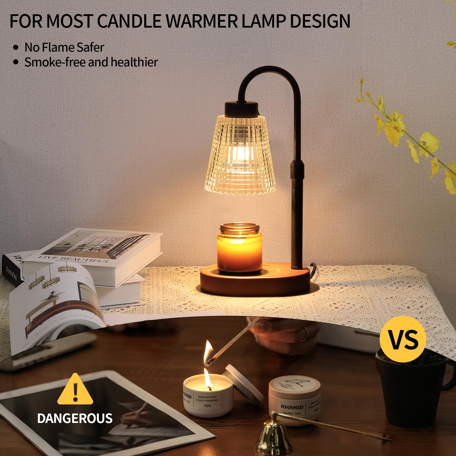 Black Candle Warmer Lamp WithTimer and Dimmer