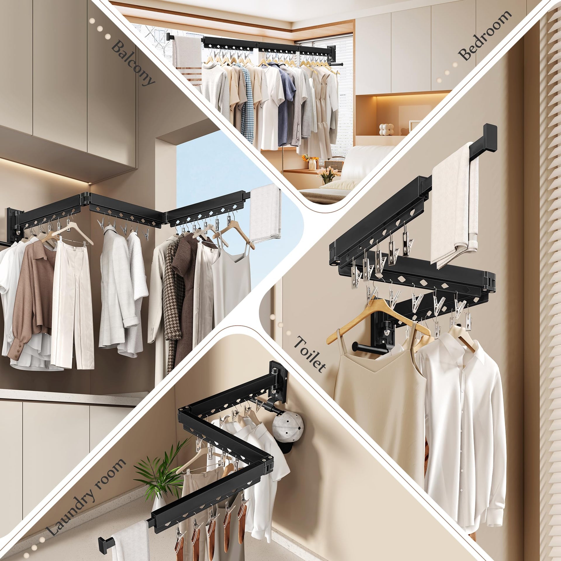 Wall Mounted Collapsible Clothes Drying Rack