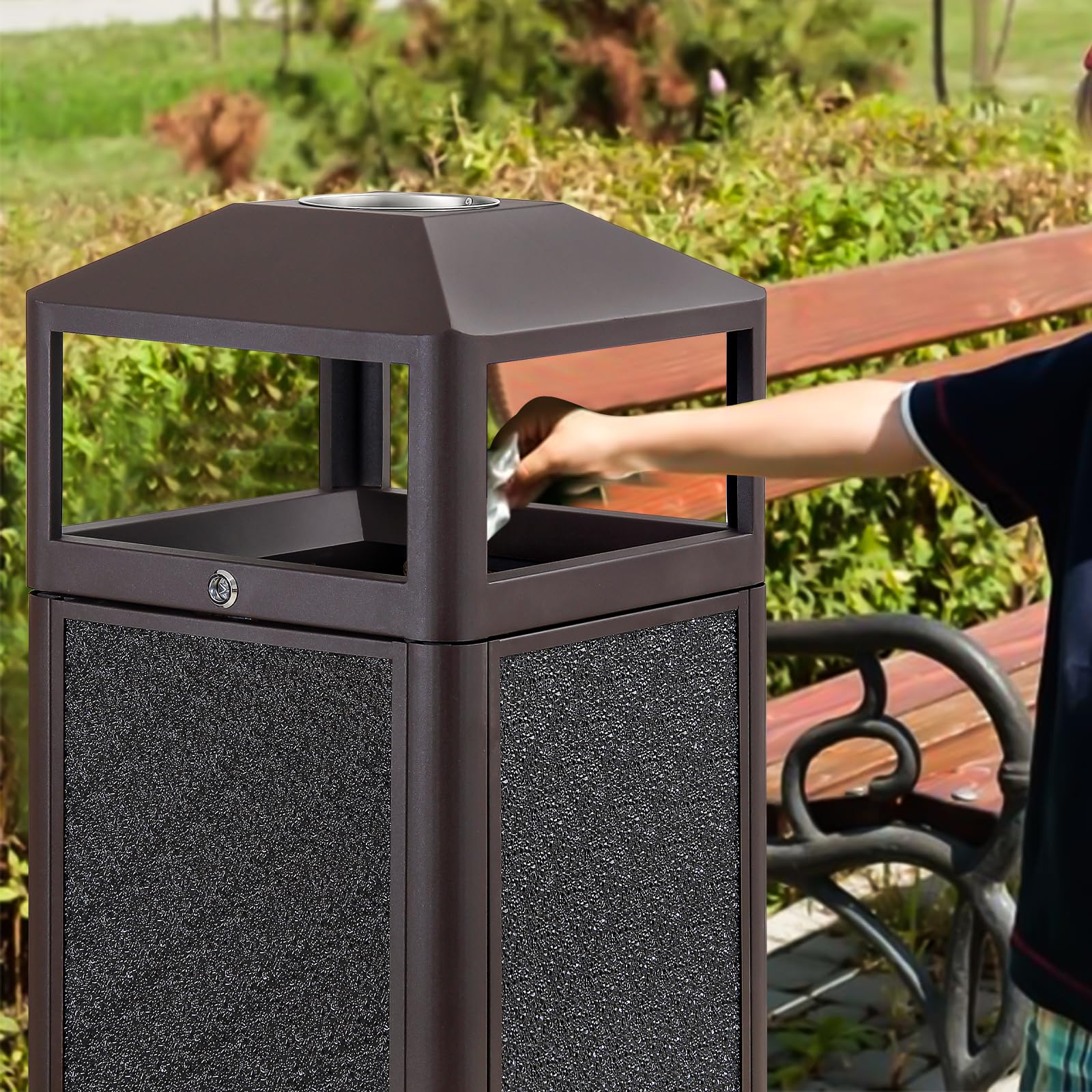 Square Waste Container with Dome Lid
