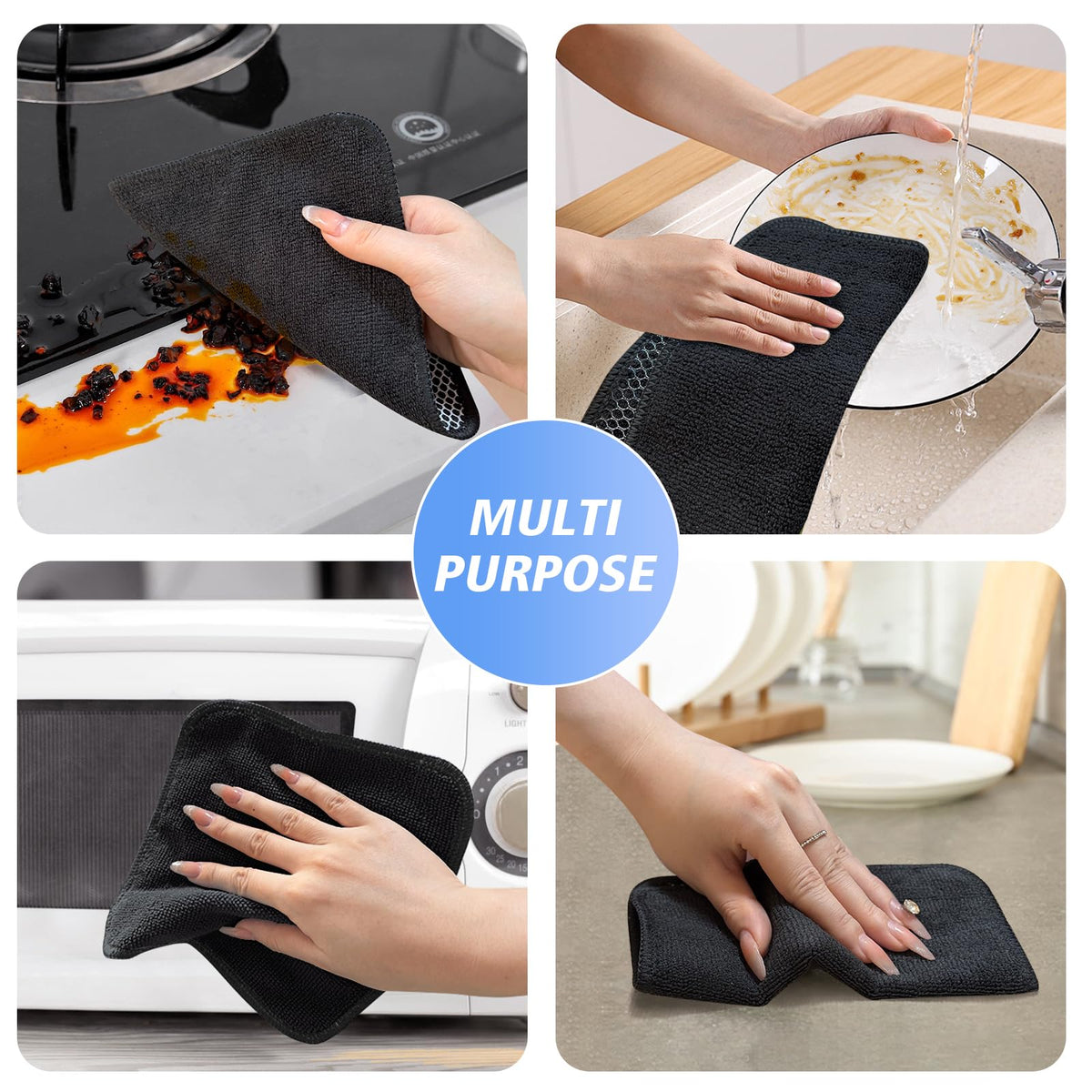 Dish Cloths for Washing Dishes with Scrub Side (12 Count)