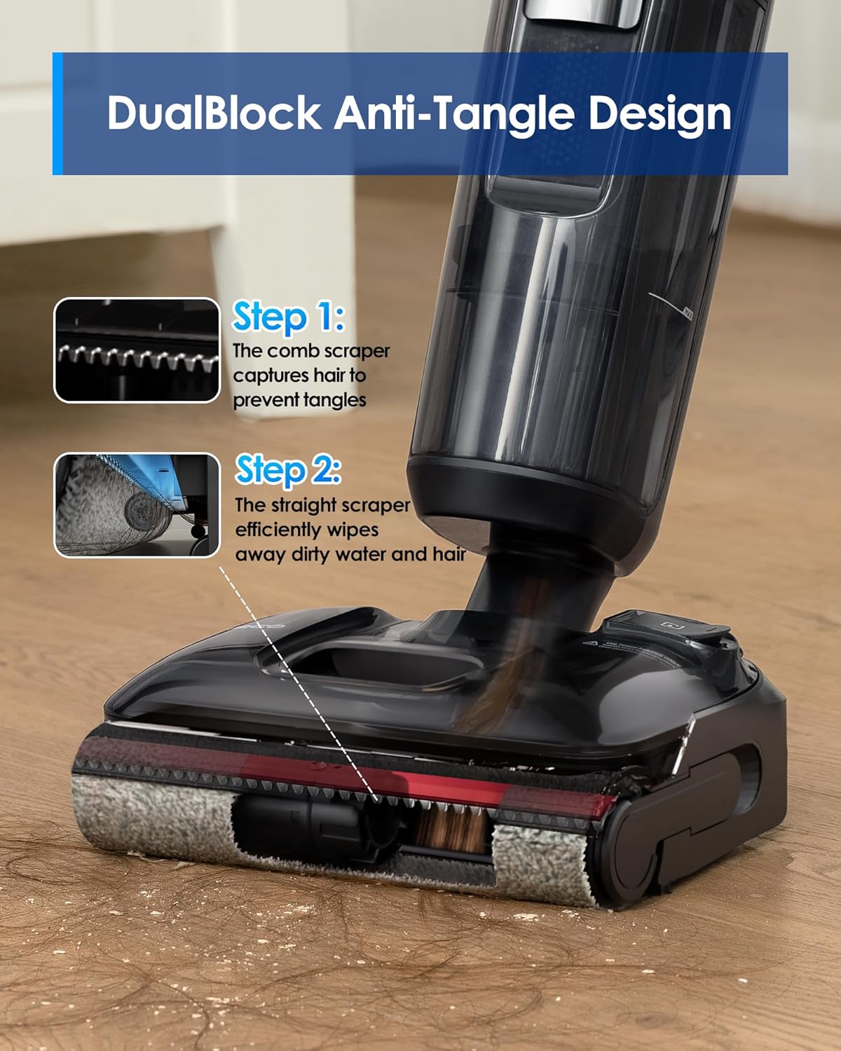 Tineco Floor ONE S7 Stretch Ultra Cordless Wet Dry Vacuum Cleaner, 180°Lay-Flat Anti-Tangle Design, 50 Minutes Runtime, 185℉ Flashdry Self-Cleaning, Dual-Sided Edge Cleaning Floor Cleaner - ModHome Supplies