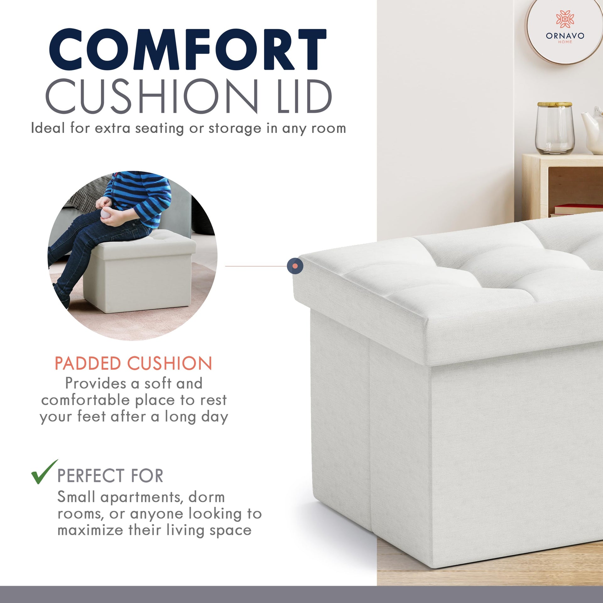 Small Rectangle Storage Ottoman