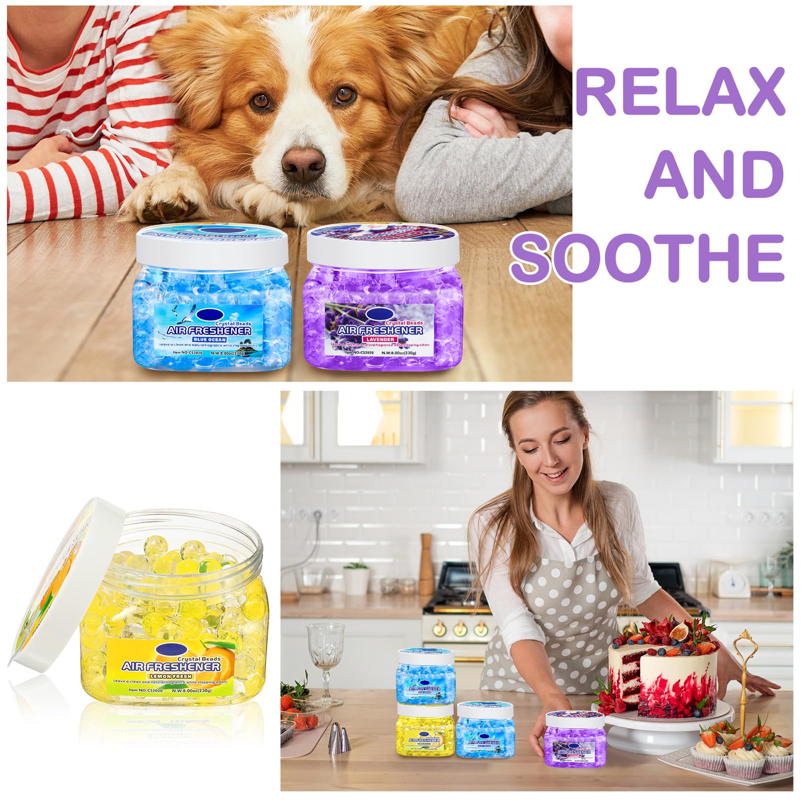 6 Pcs Air Freshener Gel Beads (48 Fl Oz)