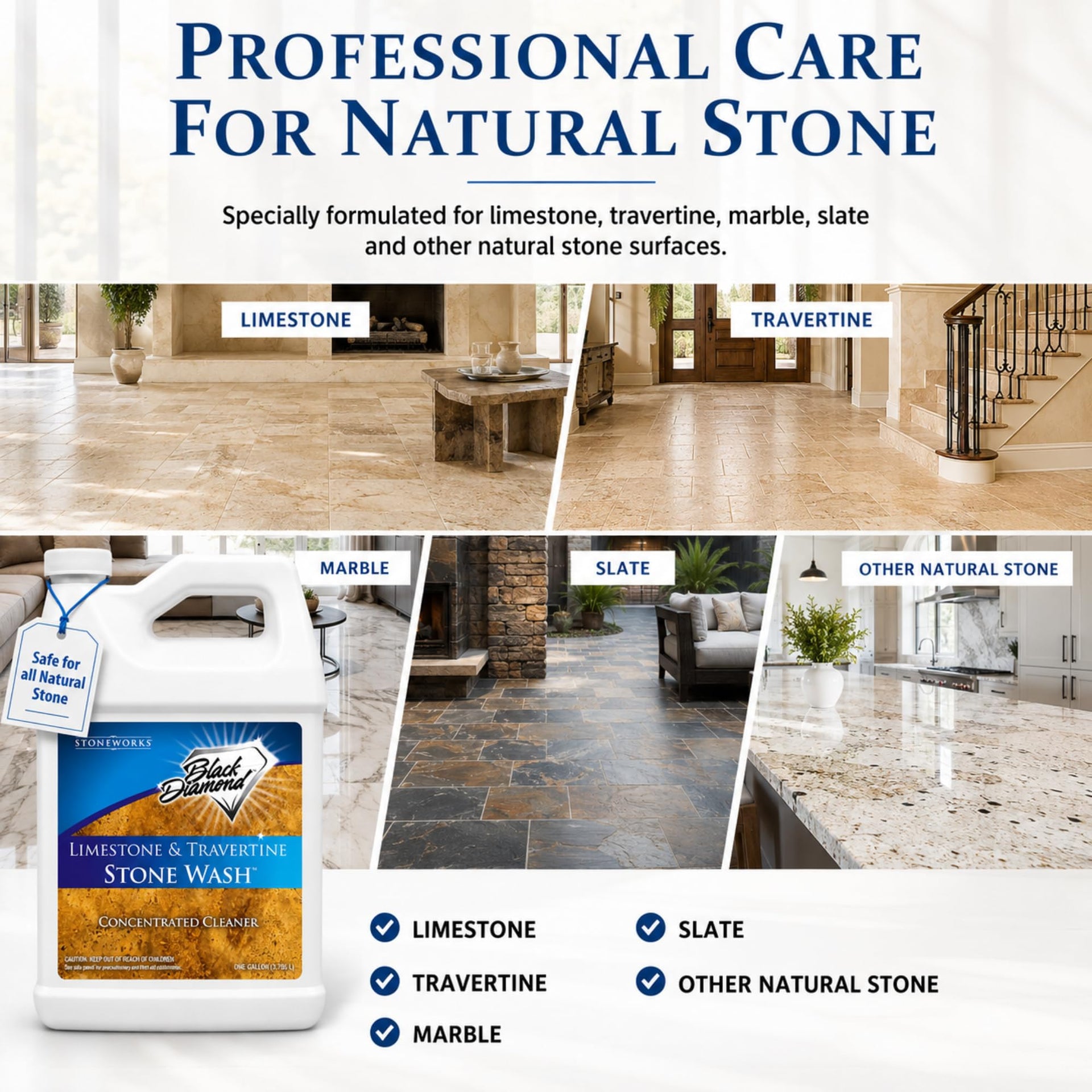 Natural Stone Cleaner for Limestone (128 Fl Oz)