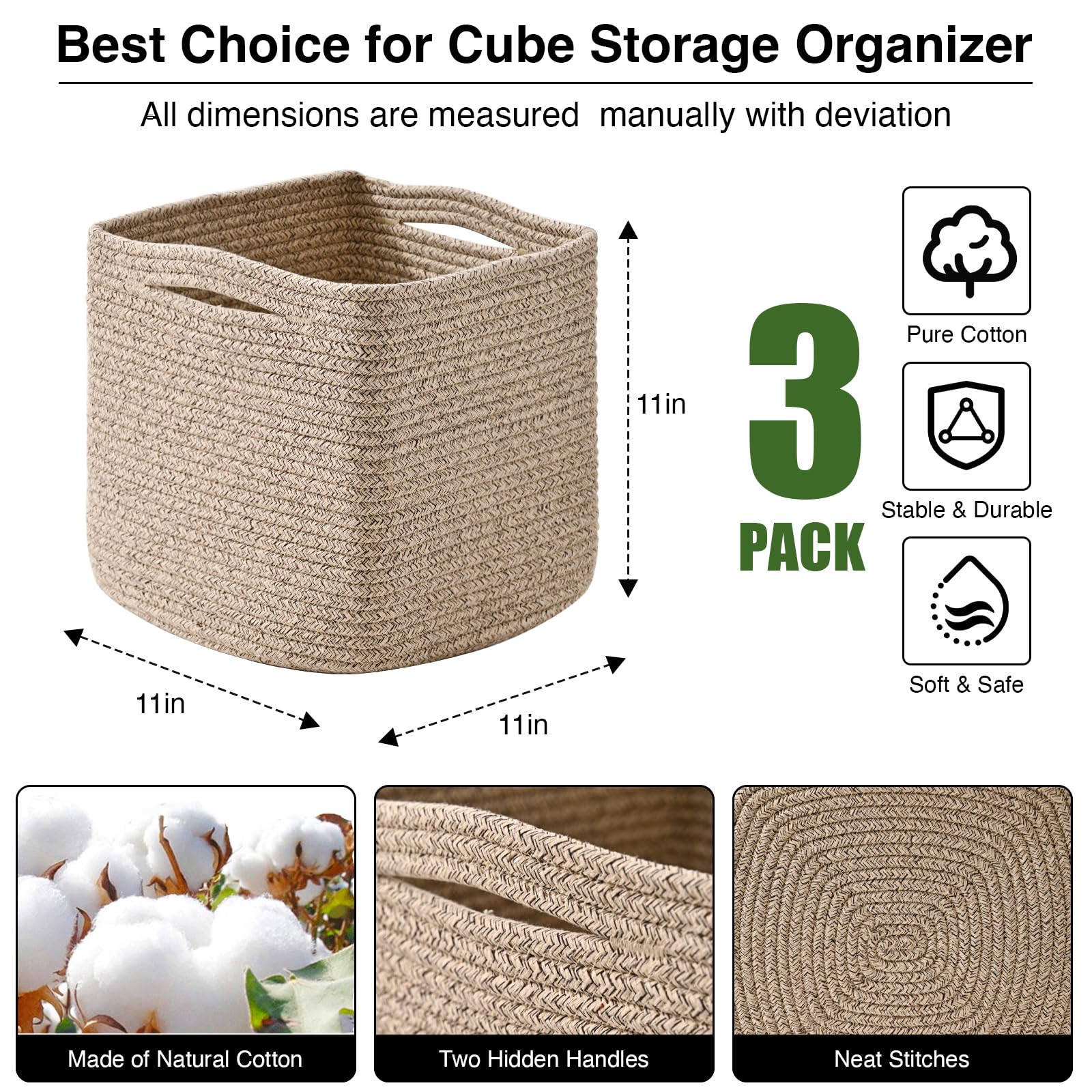 11 Inch Cube Storage Bins (3 Count)