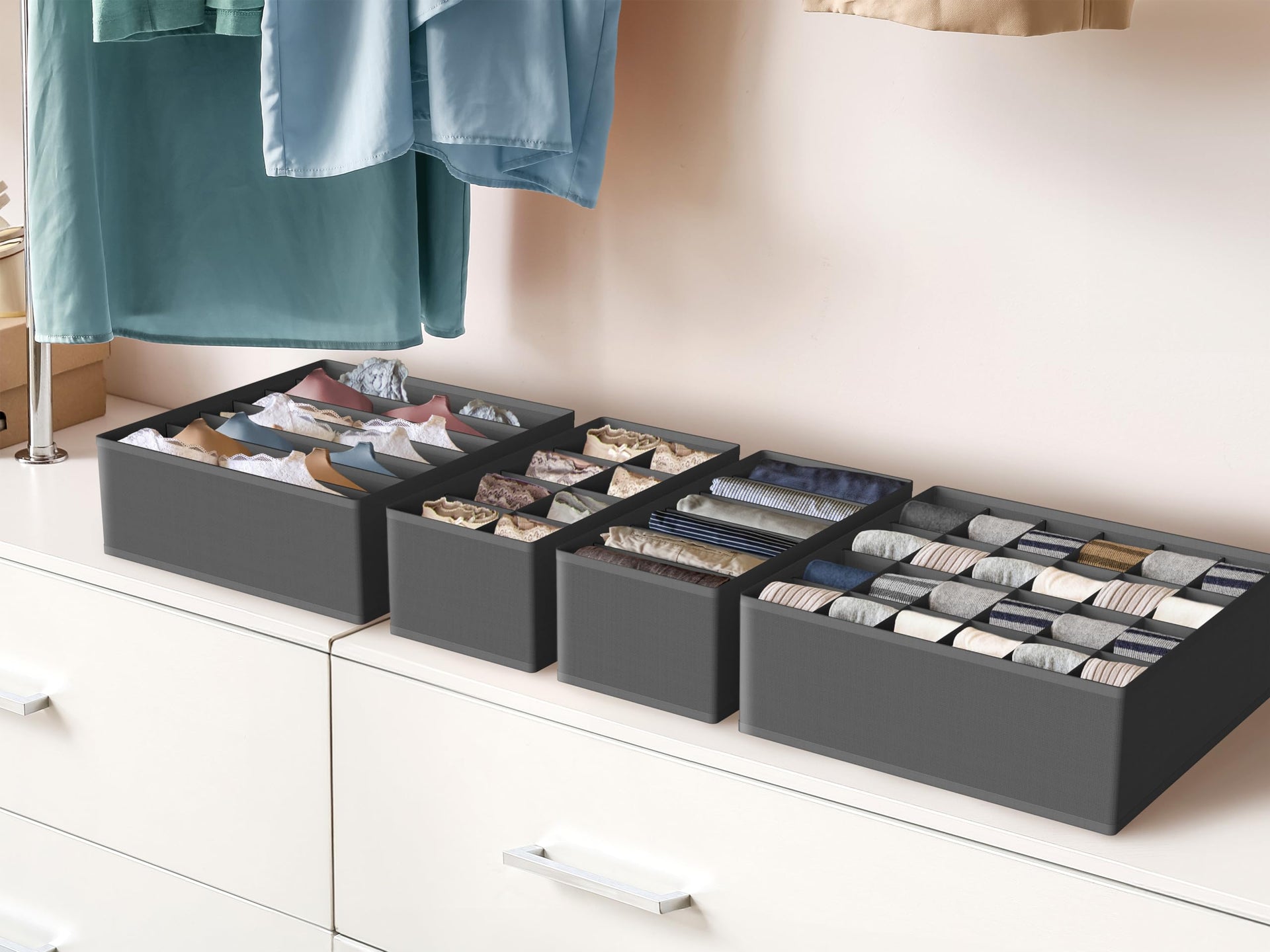 4 Pack Drawer Organizer Set for Underwear (4 Count)