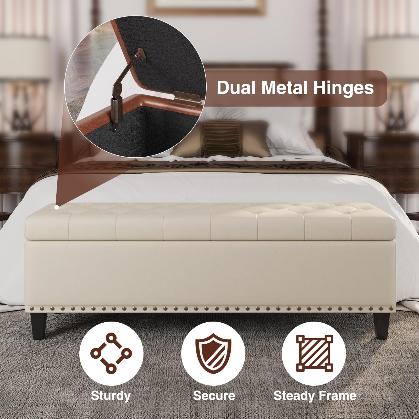 51 Inch Storage Ottoman Bench