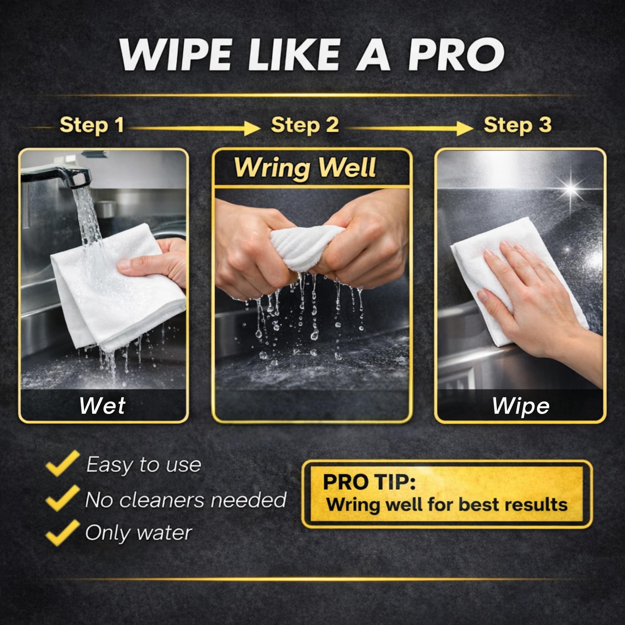 Microfiber Magic Streak Free Cleaning Cloth 6 Pack Clean Any Surface With Just Water Eco Friendly Environmentally Safe Perfect for Window (6 Count)