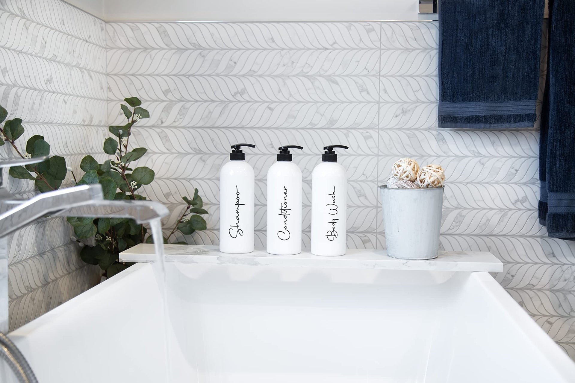 Alora 16oz Refillable Shampoo and Conditioner Dispenser Bottles (3 Count)