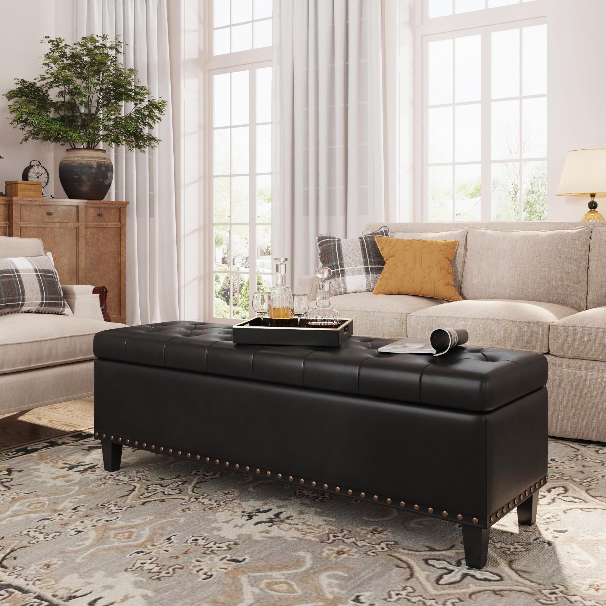 51 Inch Storage Ottoman Bench