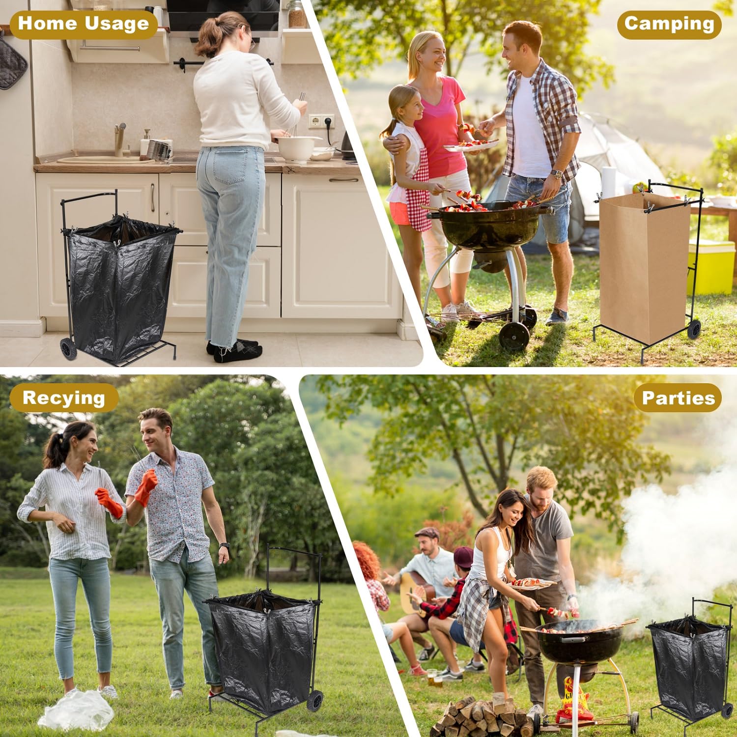 Portable Trash Bag Holder with Wheel