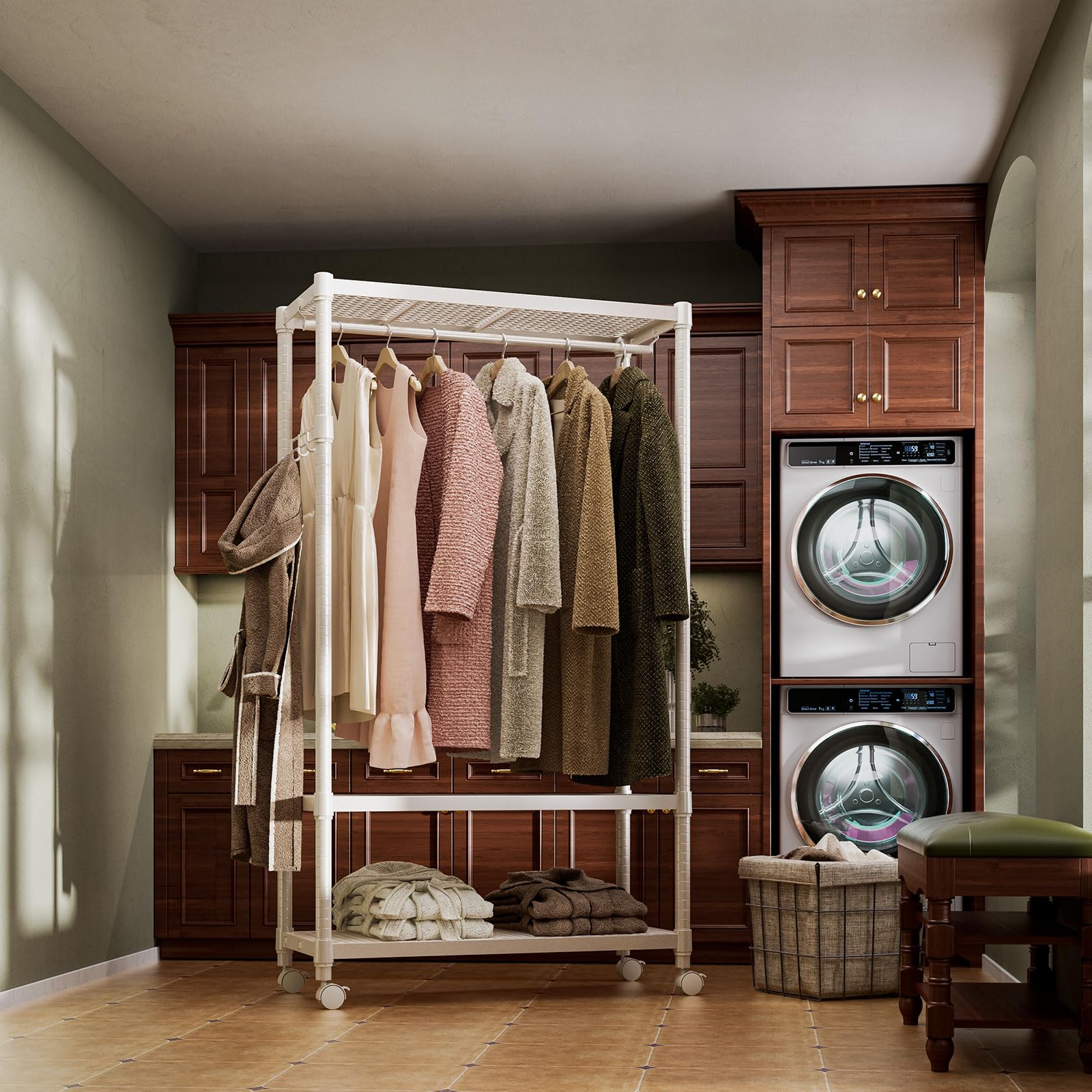 Heavy Duty Rolling Garment Rack Wire Clothes Rack for Hanging Clothes