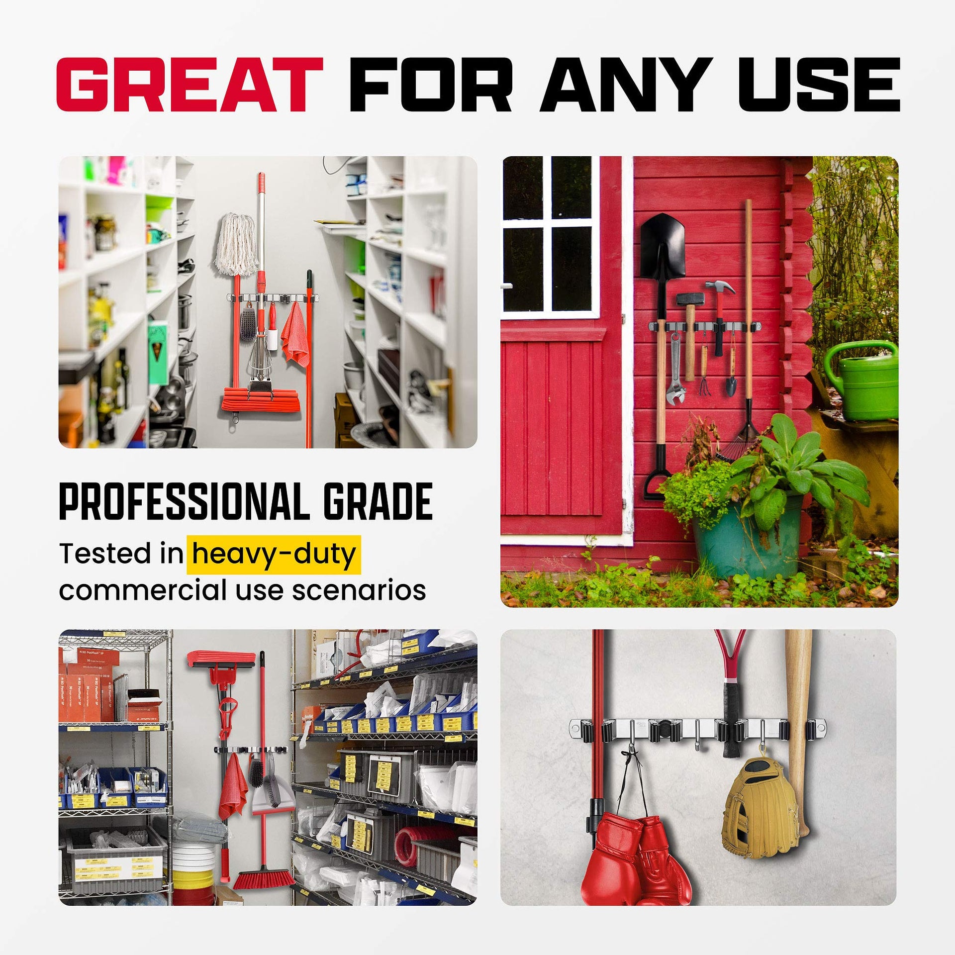 Wall Mount Hanger for Brooms & Mops