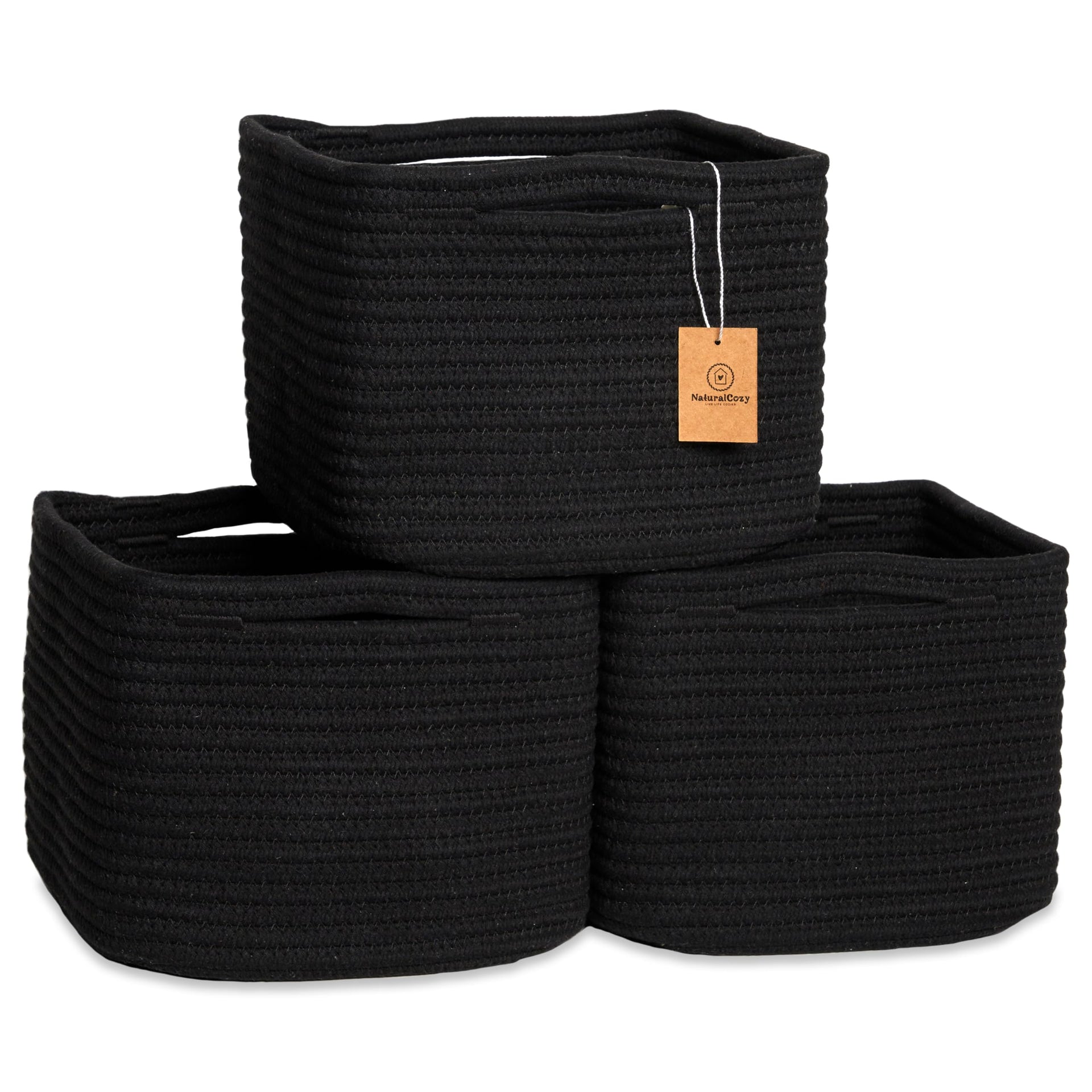 Storage Cubes 9”x9”x7”Cotton Rope Woven Baskets for Organizing 3 (3 Count)