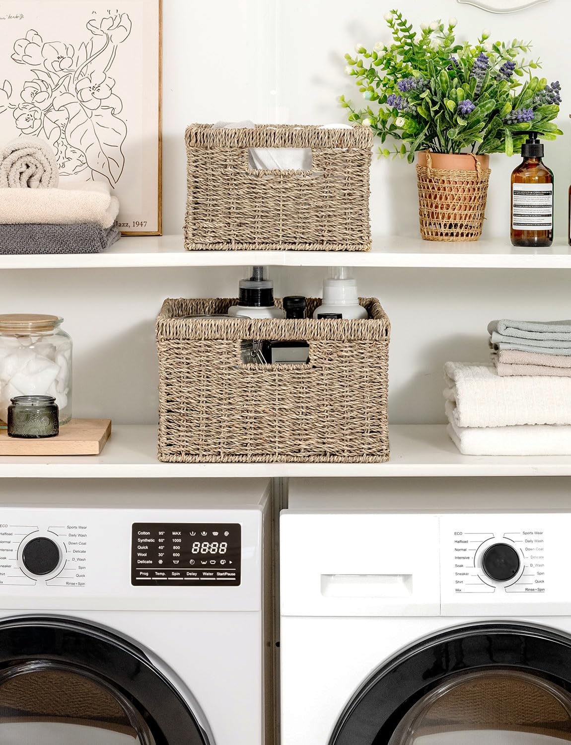Wicker Storage Baskets for Shelves (2 Count)
