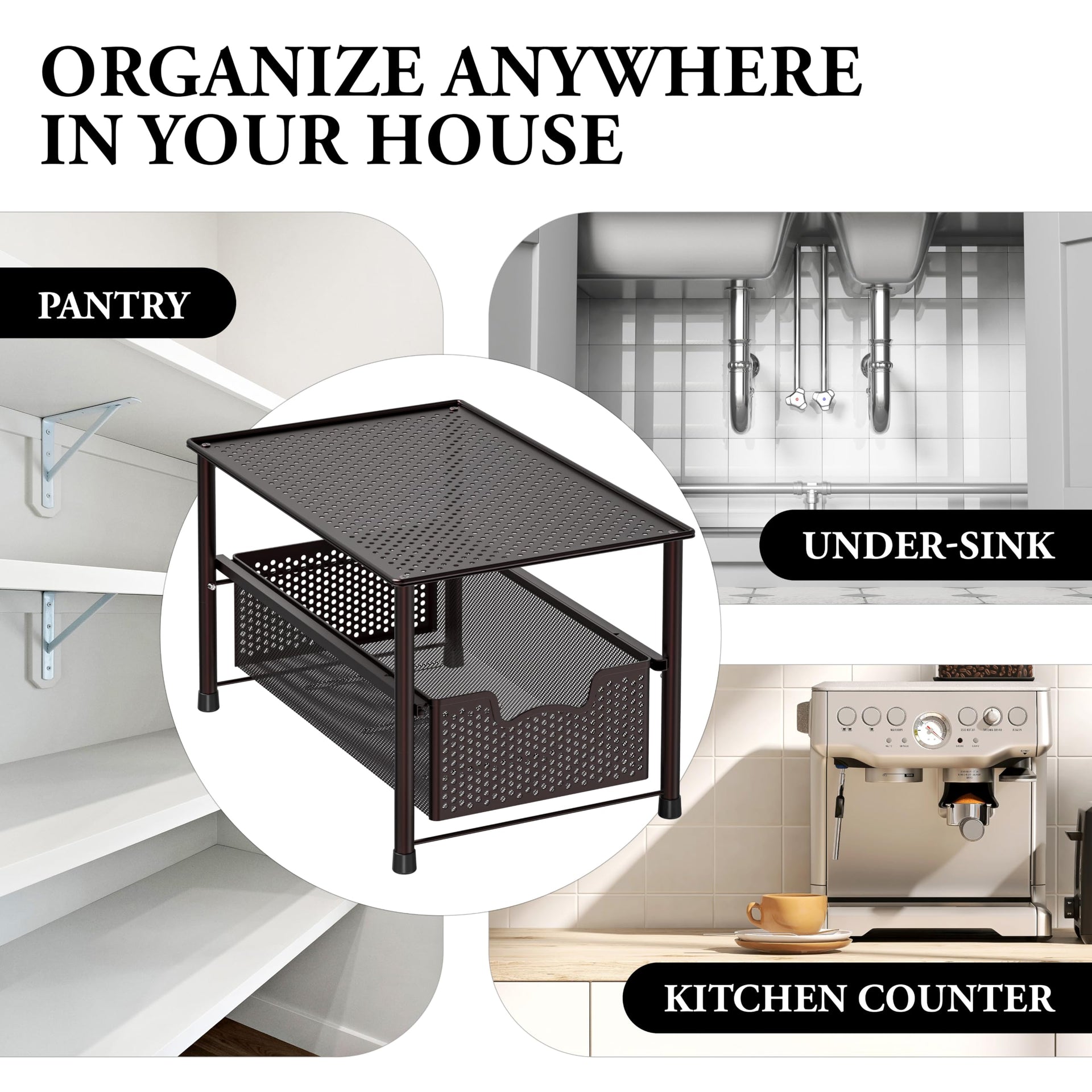 Stackable Under Sink Sliding Basket Drawer