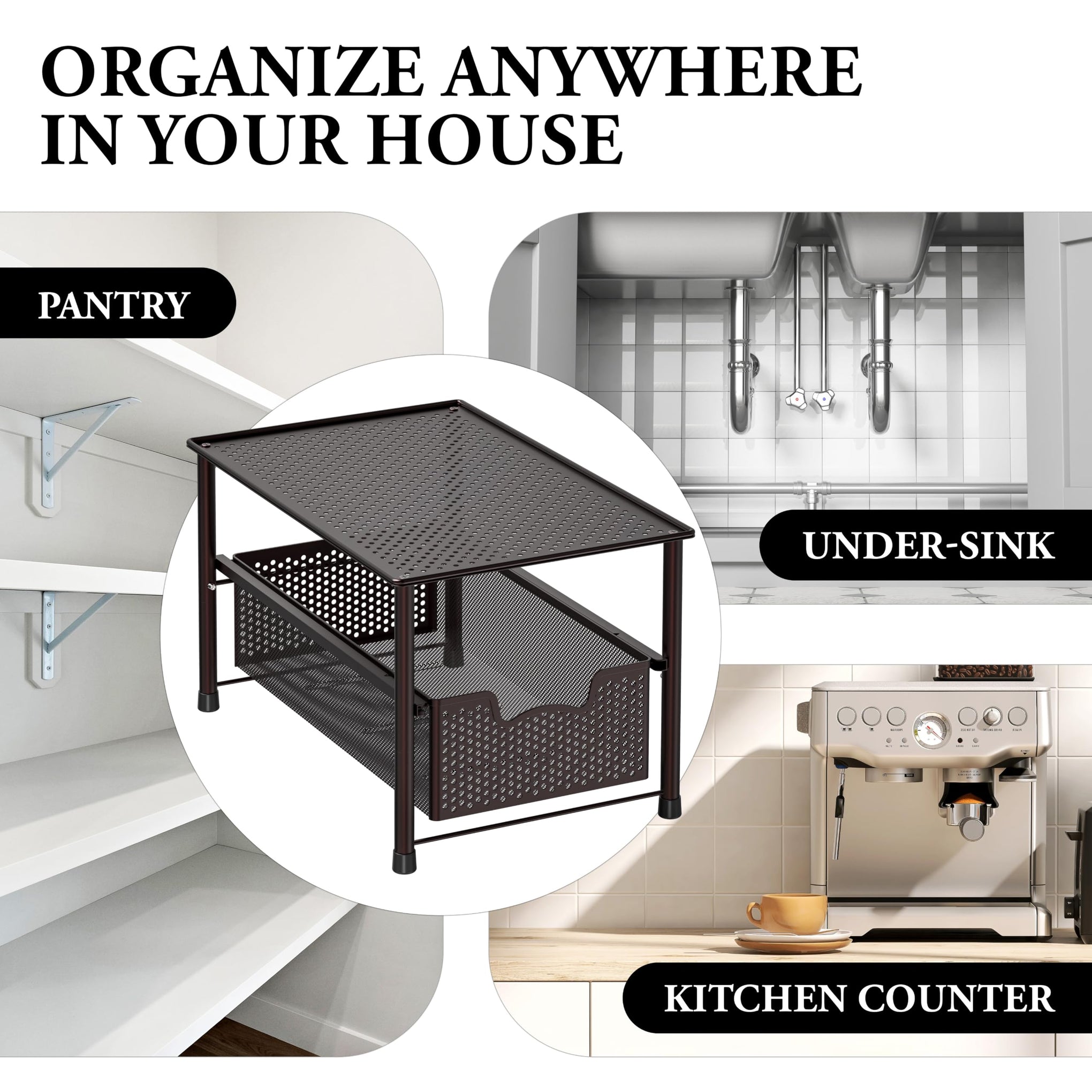 Stackable Under Sink Sliding Basket Drawer