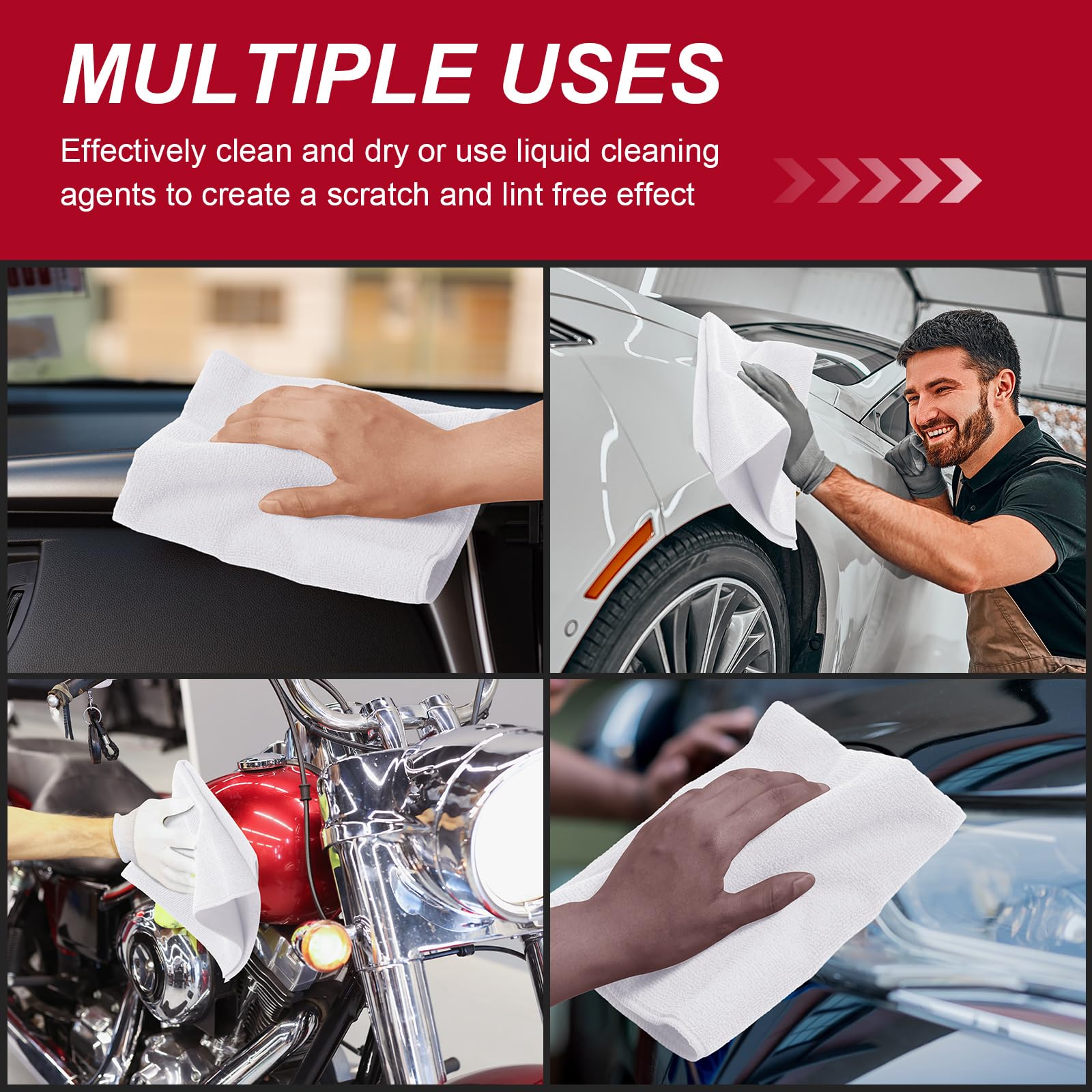 200 Pcs Microfiber Cleaning Cloth 16x16 Inch Microfiber Towels for Car Ultra Absorbent Cleaning Rags Reusable Lint Free Streak Free Detailing Towel for Car Washing Drying Dusting (200 Count)