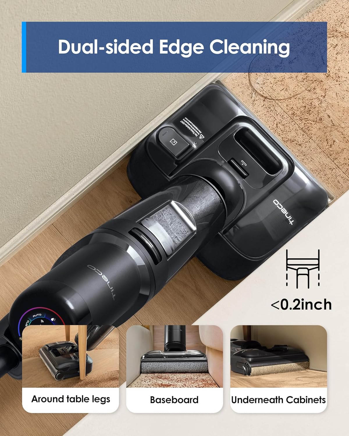 Tineco Floor ONE S7 Stretch Ultra Cordless Wet Dry Vacuum Cleaner, 180°Lay-Flat Anti-Tangle Design, 50 Minutes Runtime, 185℉ Flashdry Self-Cleaning, Dual-Sided Edge Cleaning Floor Cleaner - ModHome Supplies
