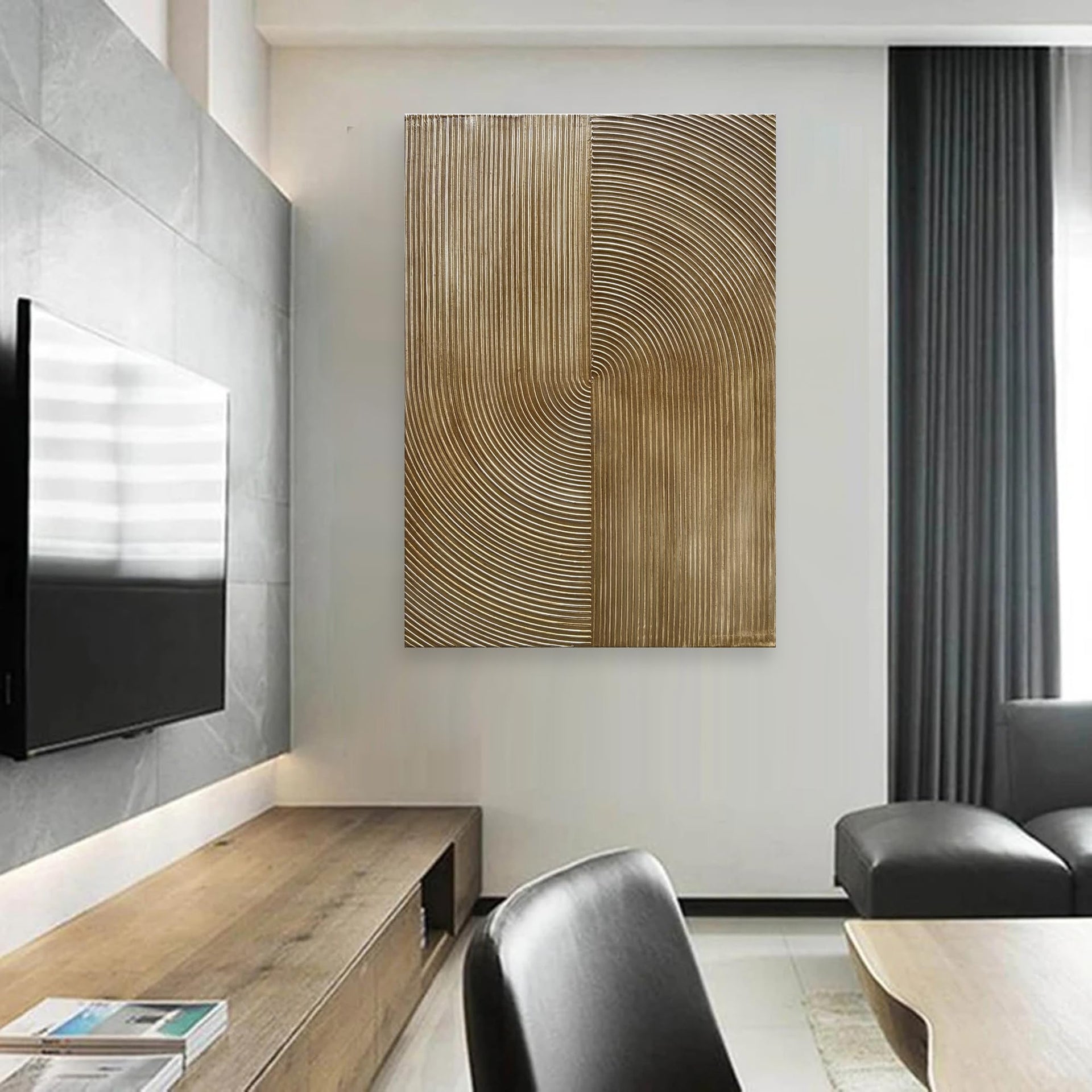 Contemporary Minimalist Gold Texture Art Oil Painting 40x28 Inch Wall Abstract Art Painting Office Home Wall Decoration