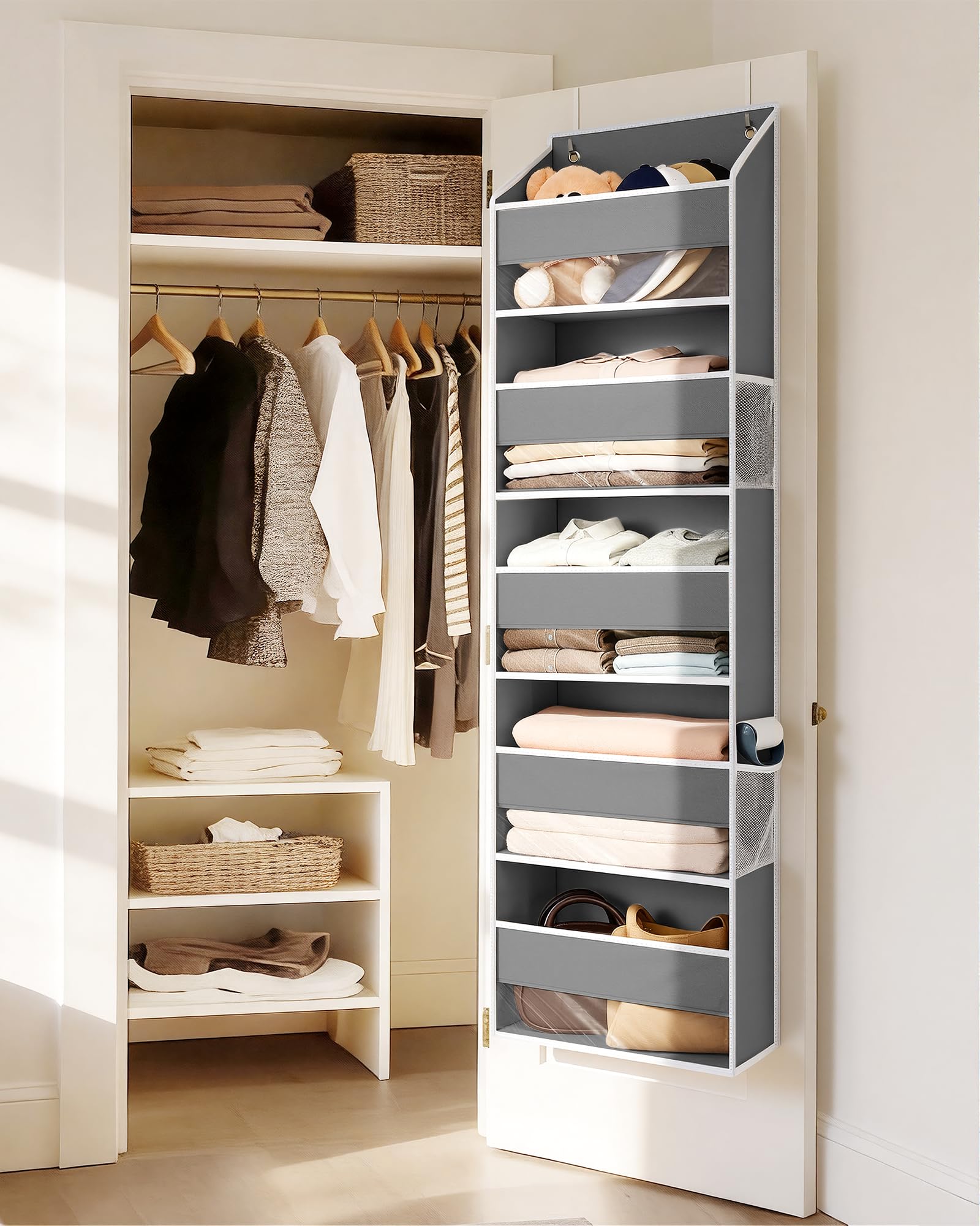 1 Pack Over Door Organizer Hanging Storage Dark Gray