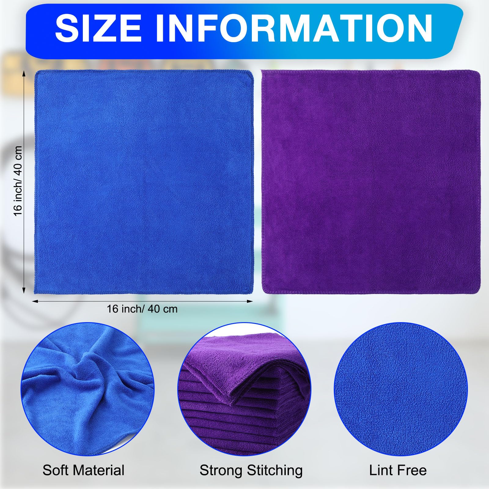 60 Pcs Microfiber Cleaning Cloths for Cars 16 x 16 Inch Ultra Absorbent Car Towels Drying Reusable Cleaning Supplies House Kitchen Window Microfiber Towel (60 Count)