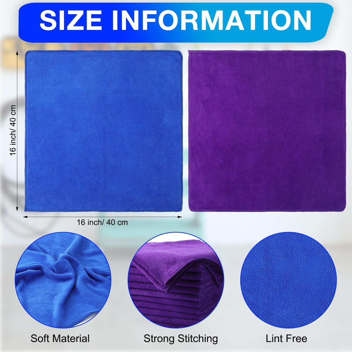 60 Pcs Microfiber Cleaning Cloths for Cars 16 x 16 Inch Ultra Absorbent Car Towels Drying Reusable Cleaning Supplies House Kitchen Window Microfiber Towel (60 Count)