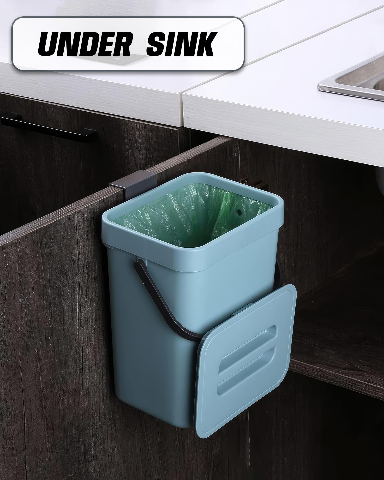 1.3 Gal Hanging Small Trash Can with Lid