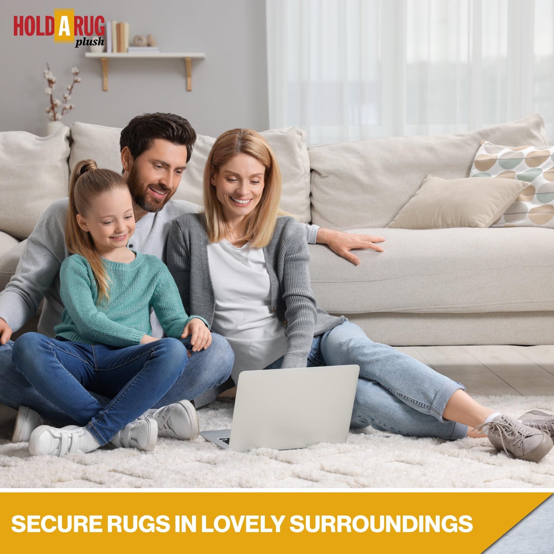 Hold-a-Rug Plush 9' x 12' Nonskid, Nonslip Rug Pad, Reversible Gripper, ¼ Thick, Safe for All Floors and Carpet, Keep Area Rugs Secure (108 Sq Ft)