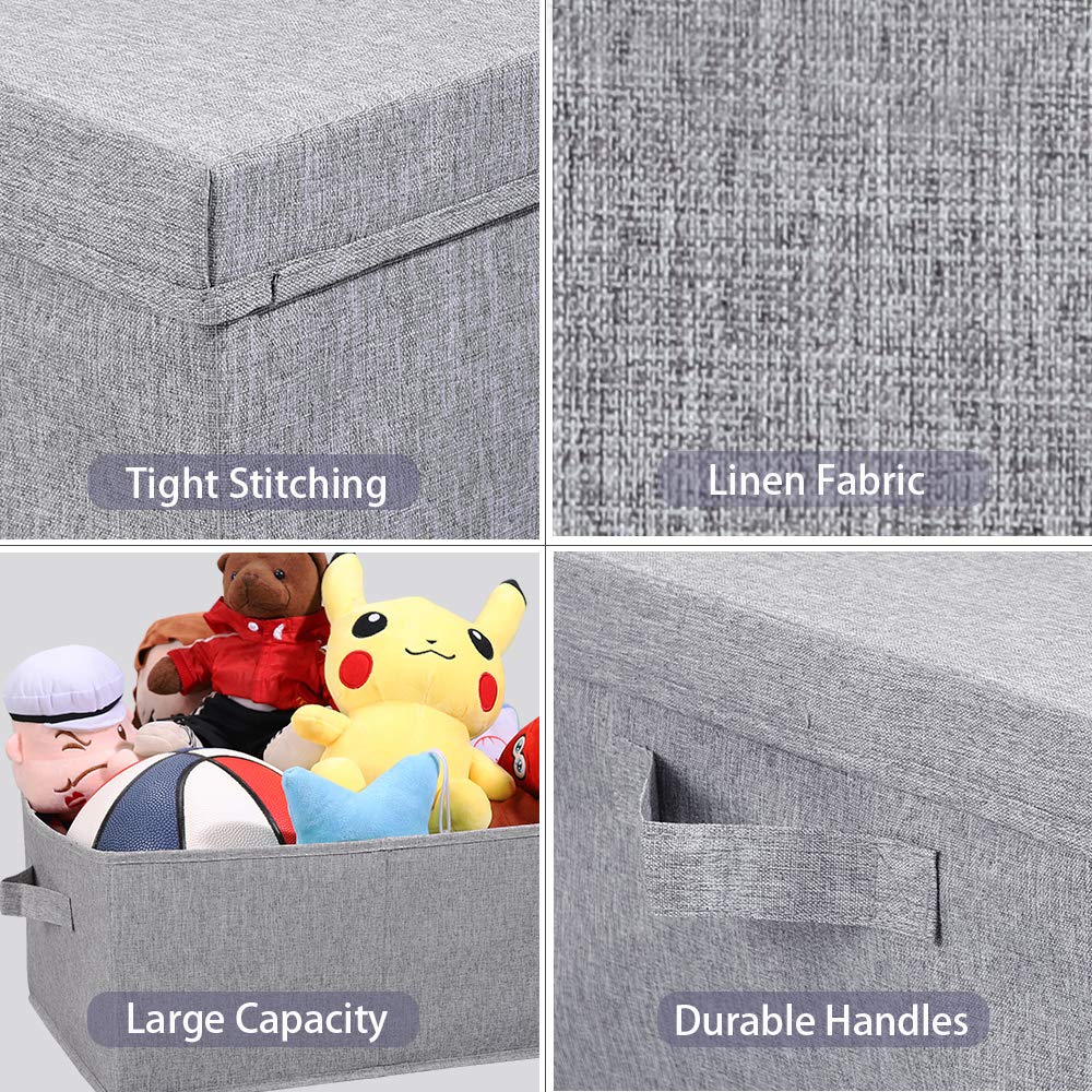 Linen Foldable Storage Bins with Lids (2 Count)