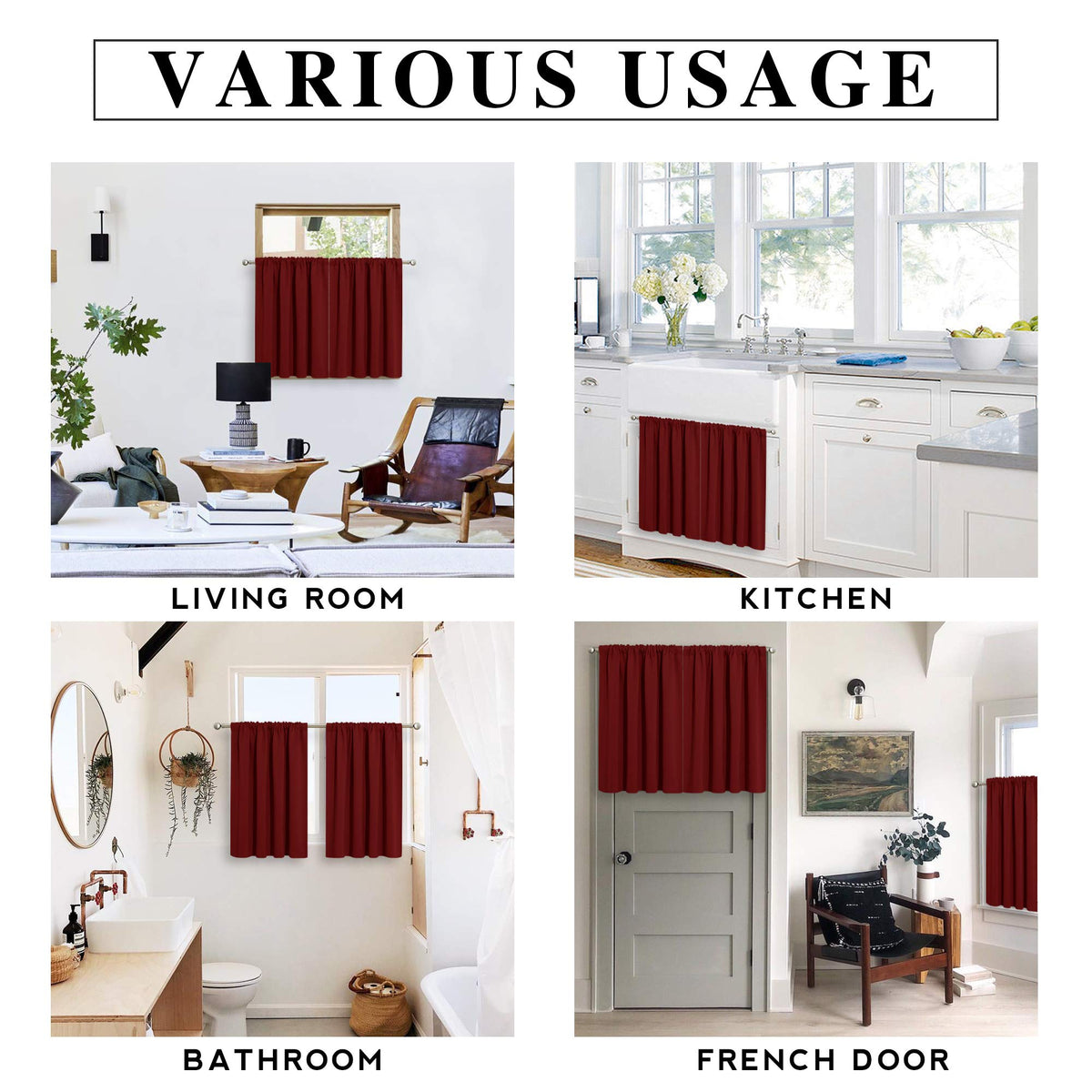 Blackout French Door Window Curtain Coverings (2 Count)