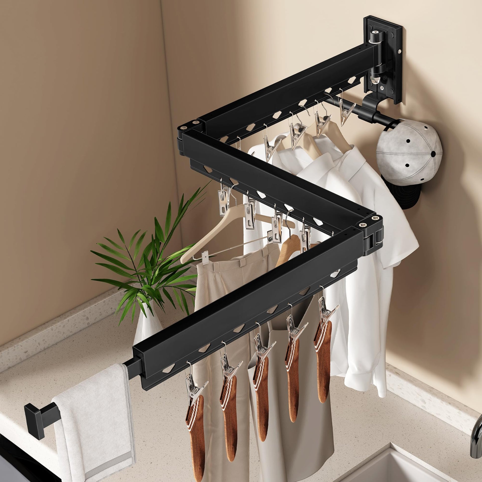 Wall Mounted Collapsible Clothes Drying Rack