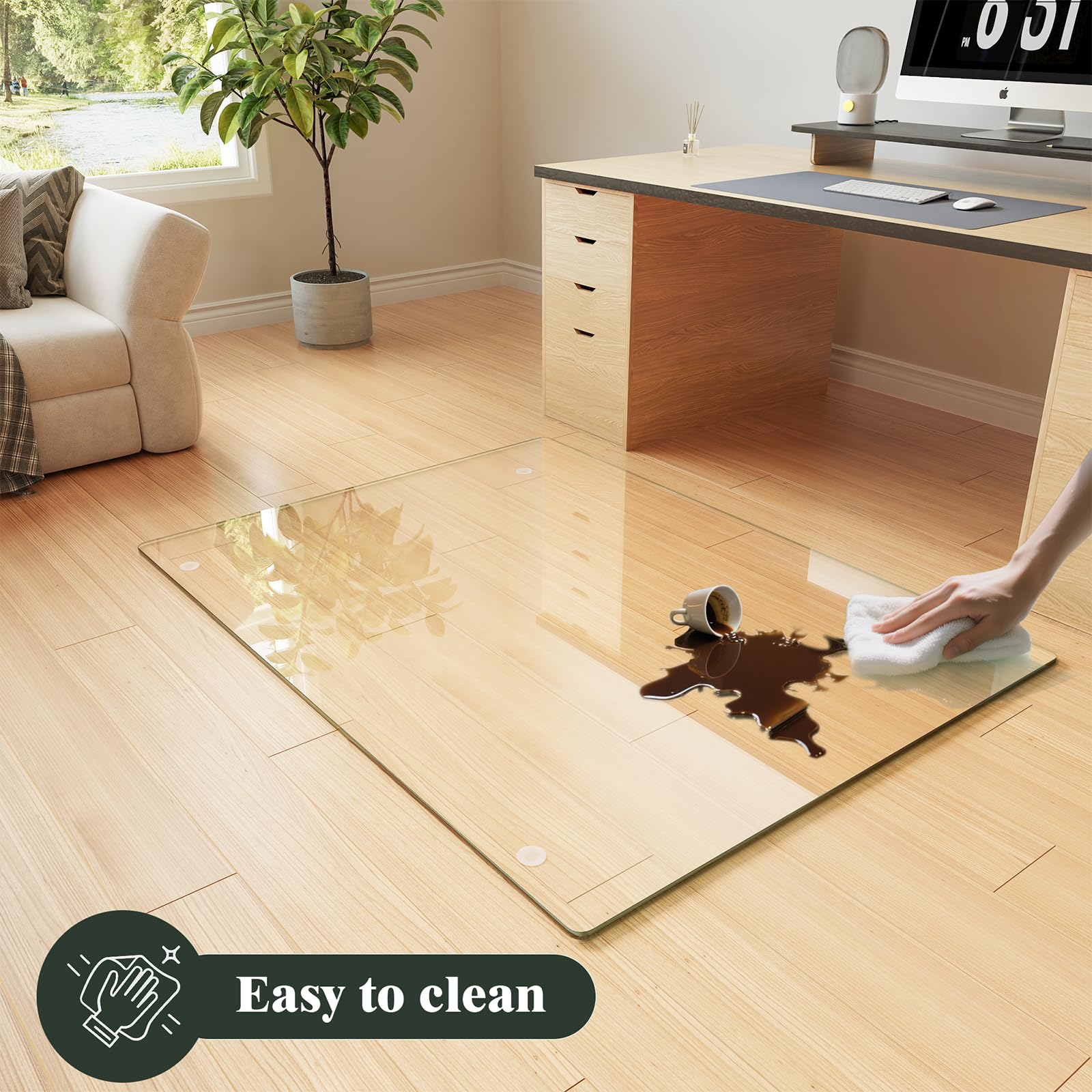 42" x 48" Office Chair Mat for Hardwood Floors & Carpets