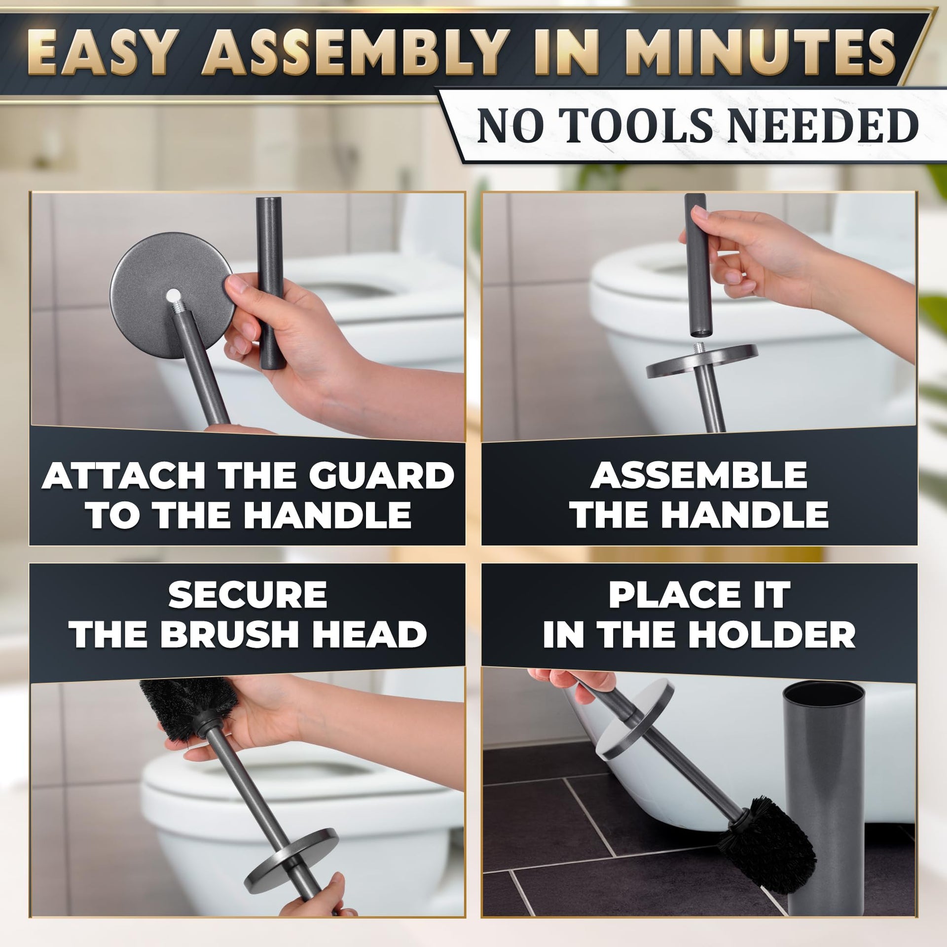Stainless Steel Toilet Brush and Holder Set