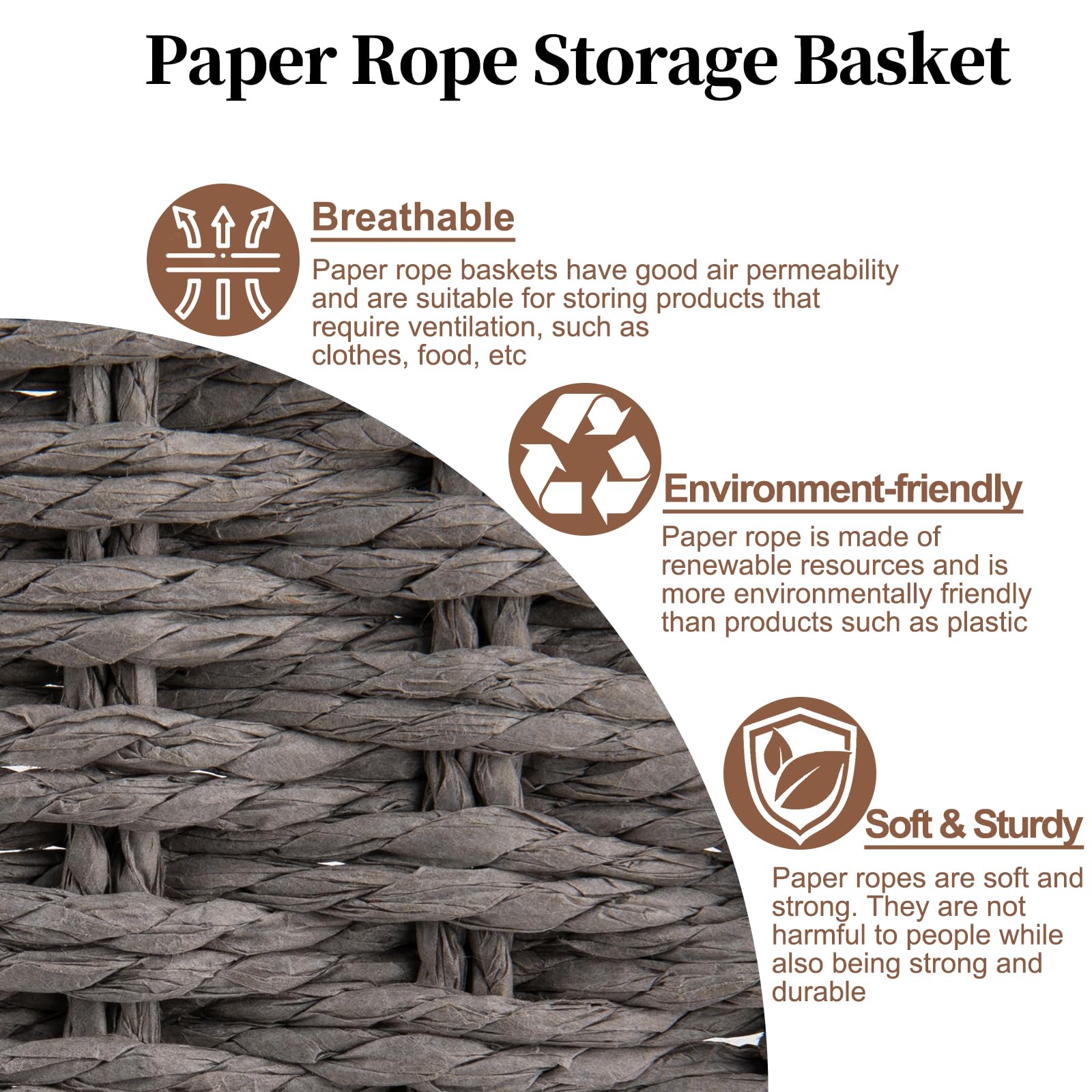 Toilet Paper Baskets Handmade Paper Rope Decorative Wicker Storage Tank Shelf Cabinet Organizer for Bathroom Home (2 Count)