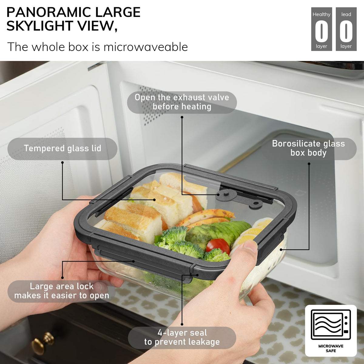 5 Pack Borosilicate Glass Containers with Tempered Glass Lids (5 Count)