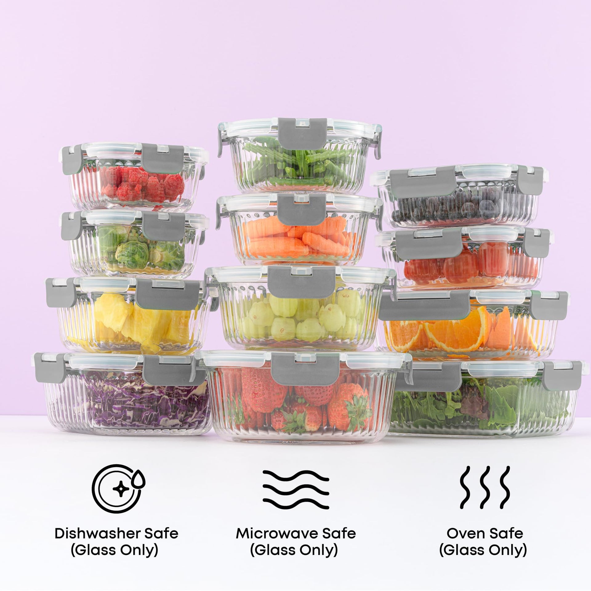 24pc Borosilicate Glass Storage Containers with Lids (24 Count)